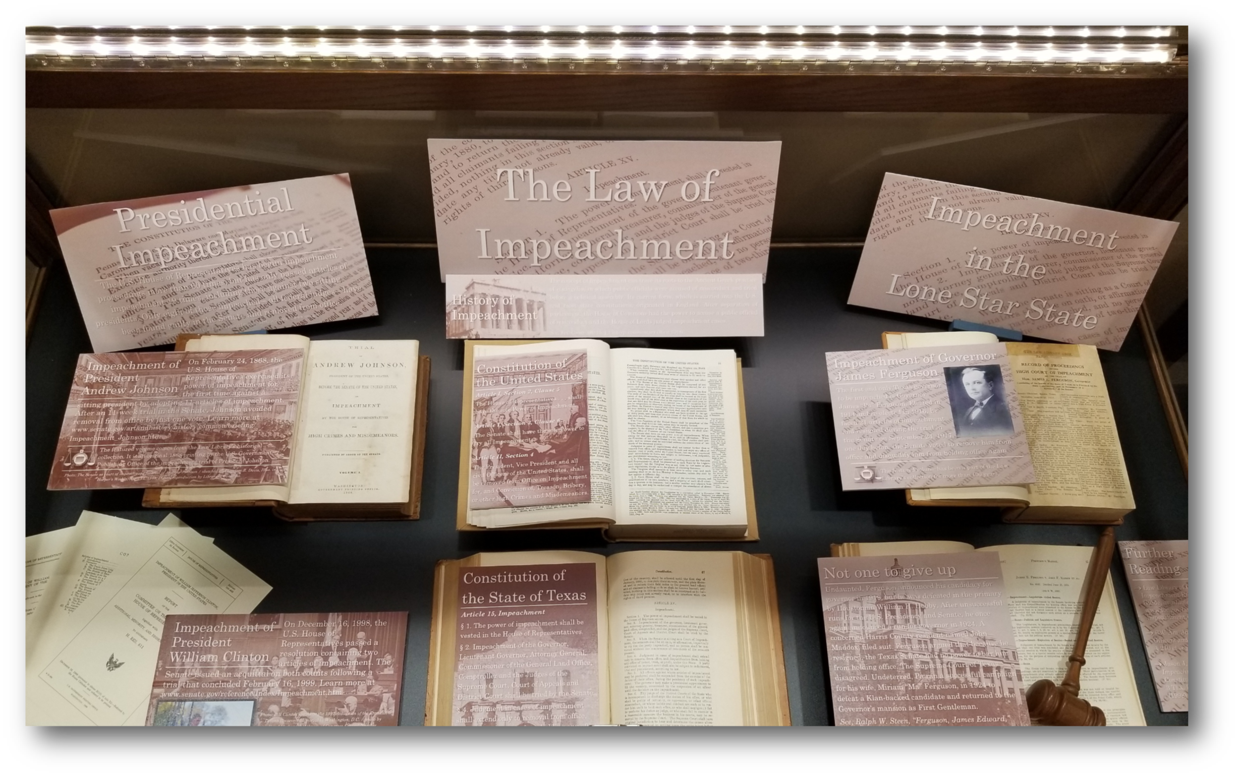 “The Law of Impeachment” exhibit at the Harris County Law Library.
