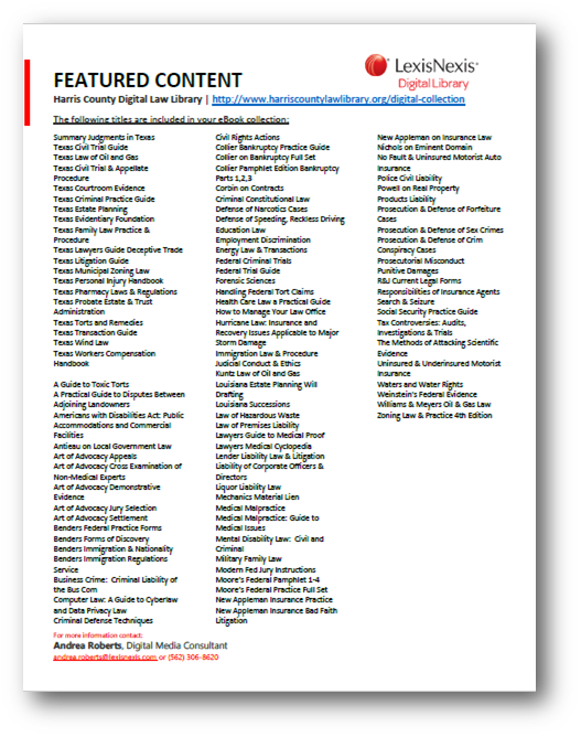 eBook Collection — Harris County Robert W. Hainsworth Law Library