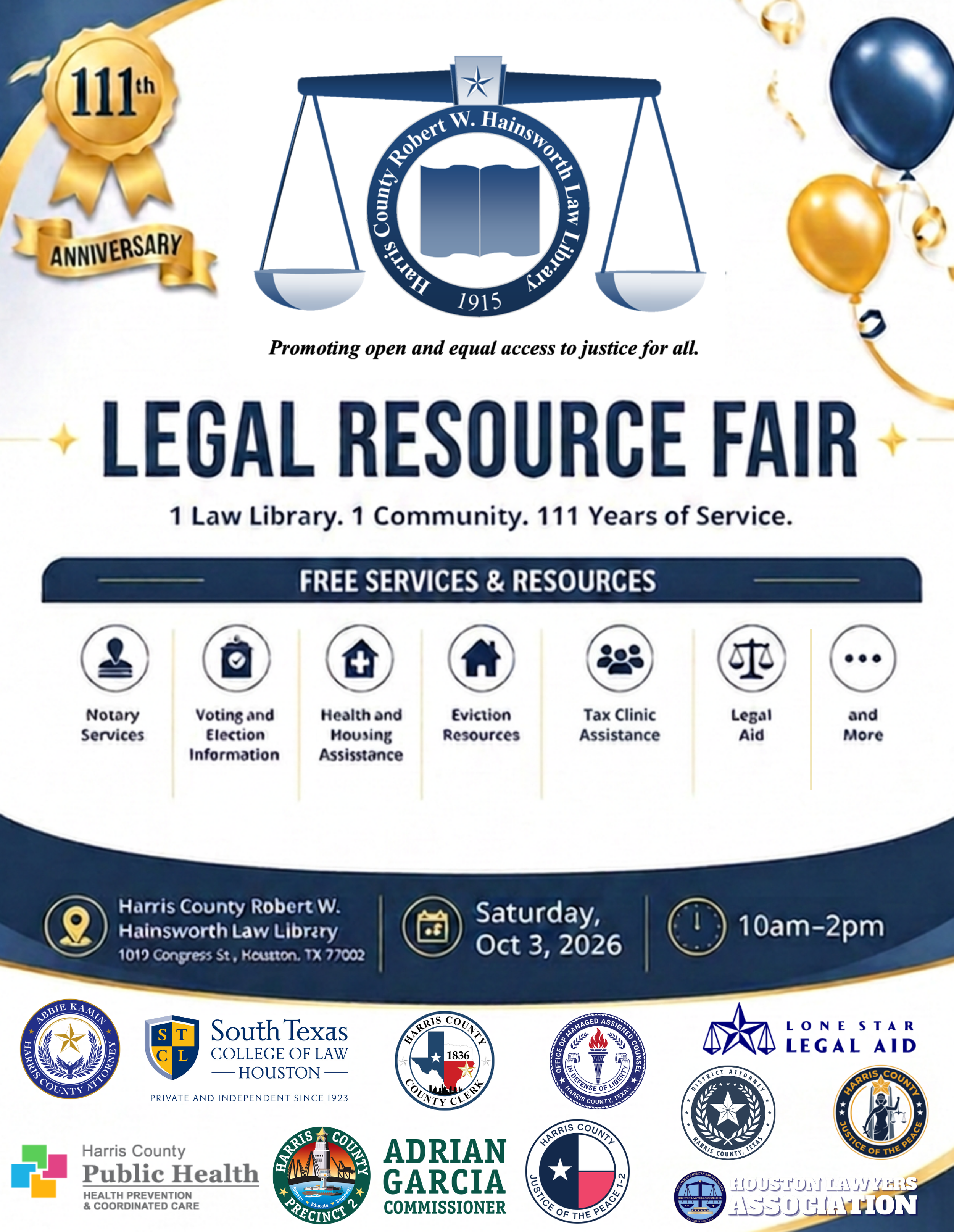 111th Anniversary: Legal Resource Fair! (111.º aniversario: ¡Feria de recursos legales!)