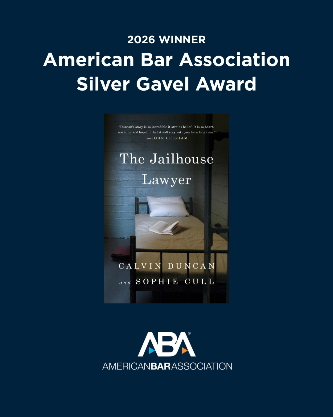 Image of the cover for The Jailhouse Lawyer book on dark blue background.