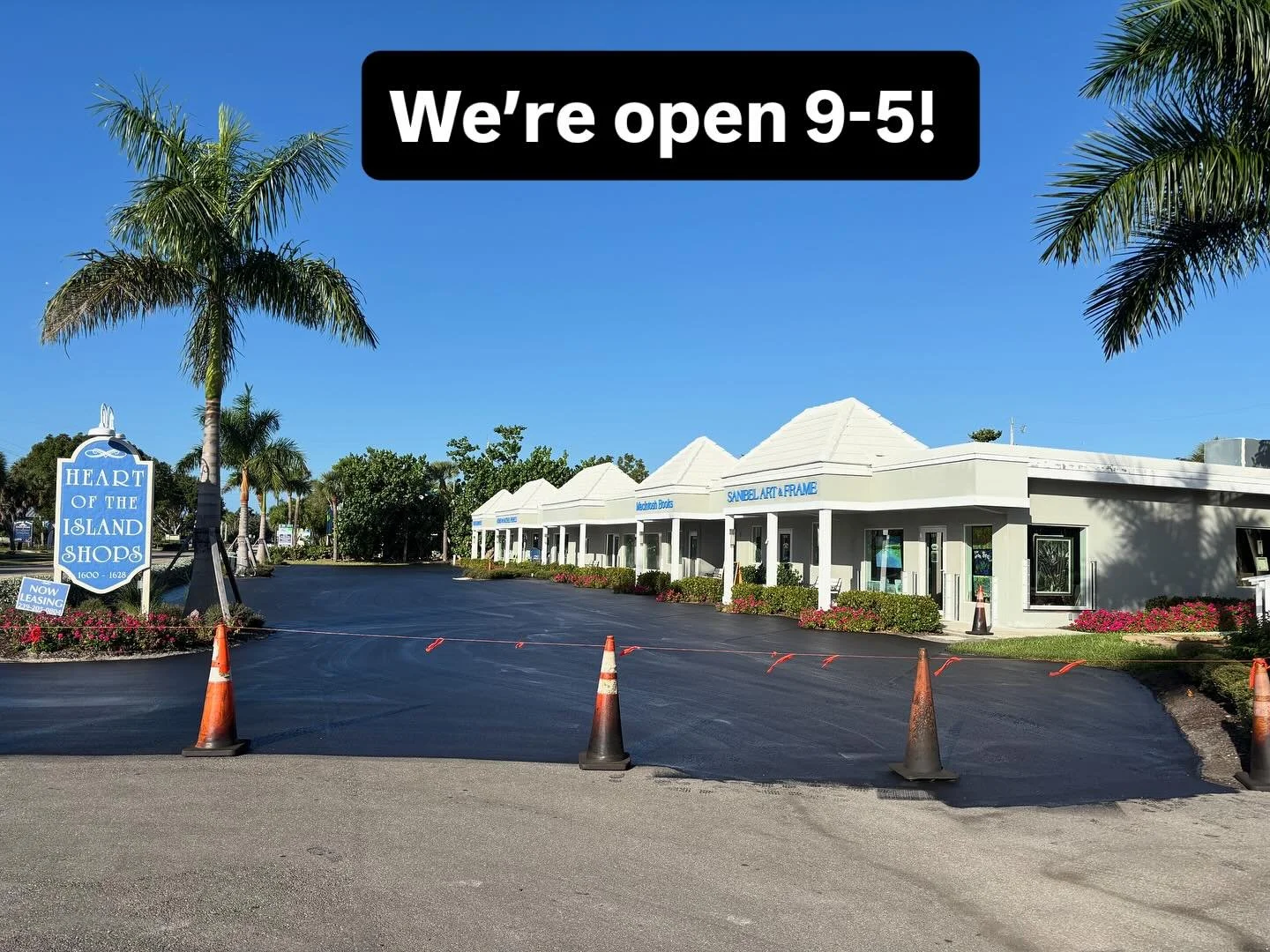 Our parking lot is getting a refresh today and tomorrow, but we&rsquo;re still open from 9-5. Park on the Dixie Beach side by Ulli&rsquo;s and J. McLaughlin and follow the sidewalk!  See you soon! #sanibel #heartoftheisland #plazarefresh #shopsanibel