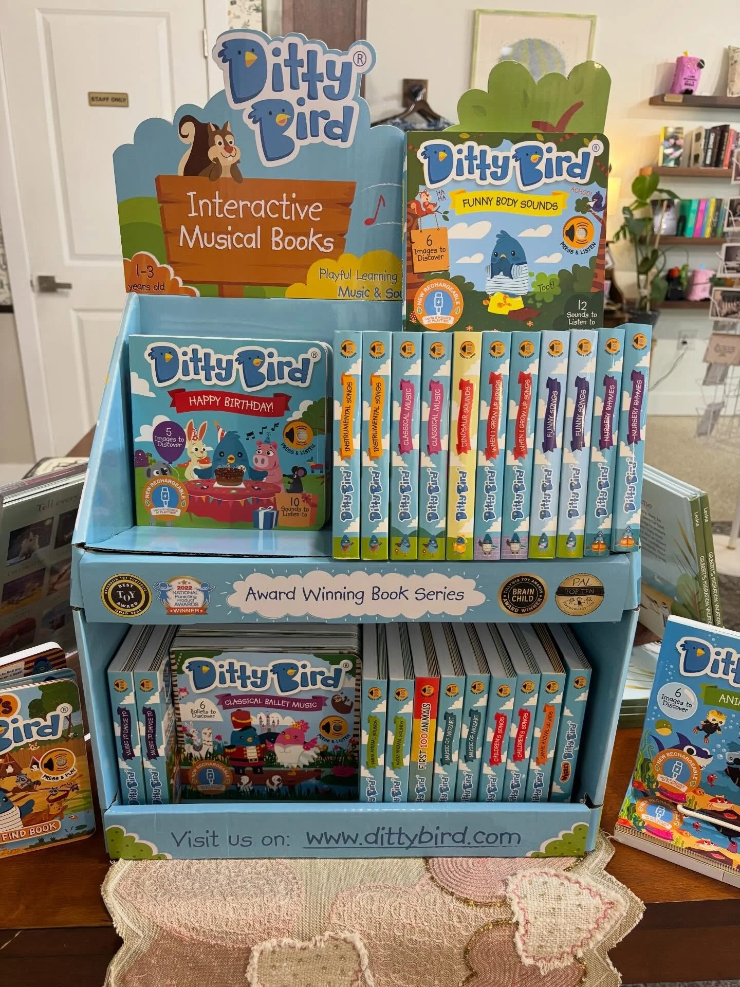 New #dittybirdbooks have arrived!  I love these rechargeable, musical board books for little hands.  Genius! Stop in for a song or two.  #greatgifts #booksbooksbooks #sanibelisland #forthegrands