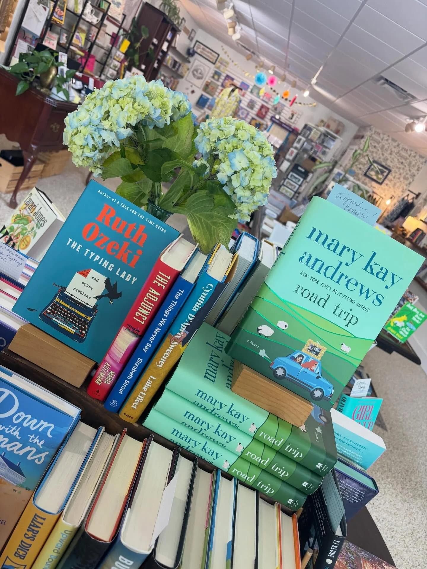 New releases!  We have signed copies of Road Trip by @marykayandrews and many copies of the new Ann Patchett novel, Whistler, among others! Yay, books!  #readlikealocal #sanibelisland #macintoshbooks #summeronsanibel