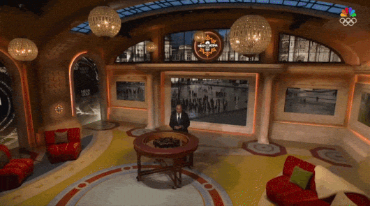 Primate Studio's Design for NBC Sports Studio A at the Milan Cortina Olympics showing the parallax effect