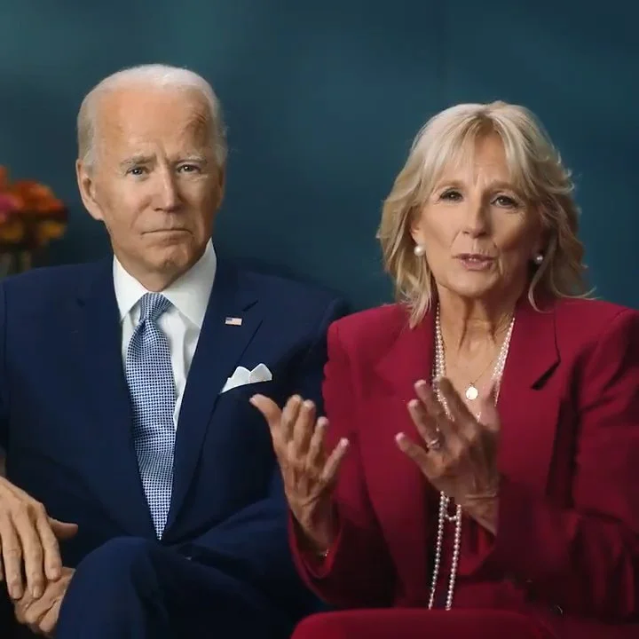 President Biden and First Lady Jill Biden shown in a screenshot from a video recorded in Studio 46B designed by Primate Studio.