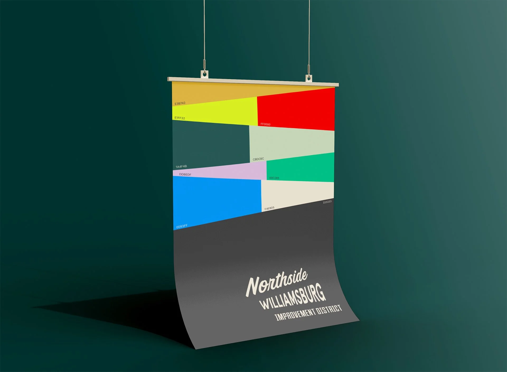 Primate Studio design for the proposed Northside Williamsburg Business Improvement District color palette, some inspired by local materials and others included to stand-out.