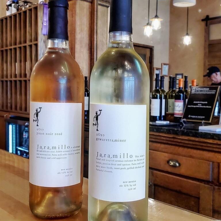 Two summertime favorites #jaramillovineyards #roseallday #gerwurztraminer #newmexicowine #summerwine #nmtrueflavors #newmexicotravel