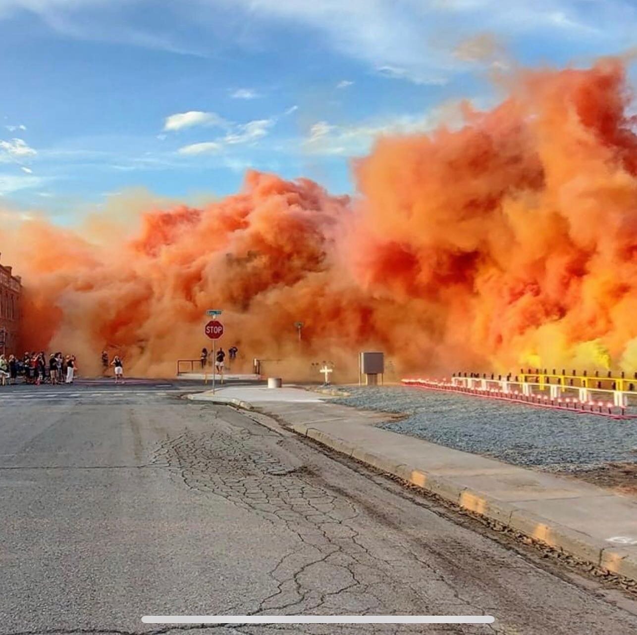 Spectacular!  Judy Chicago&rsquo;s &ldquo;Diamonds in the Sky&rdquo; Smoke Art Display last Saturday across from our Belen Tasting Room. #artandwine #artandwinefestival  #artandwinewalk #jaramillovineyards #feministart #judychicagosmokesculptures #th