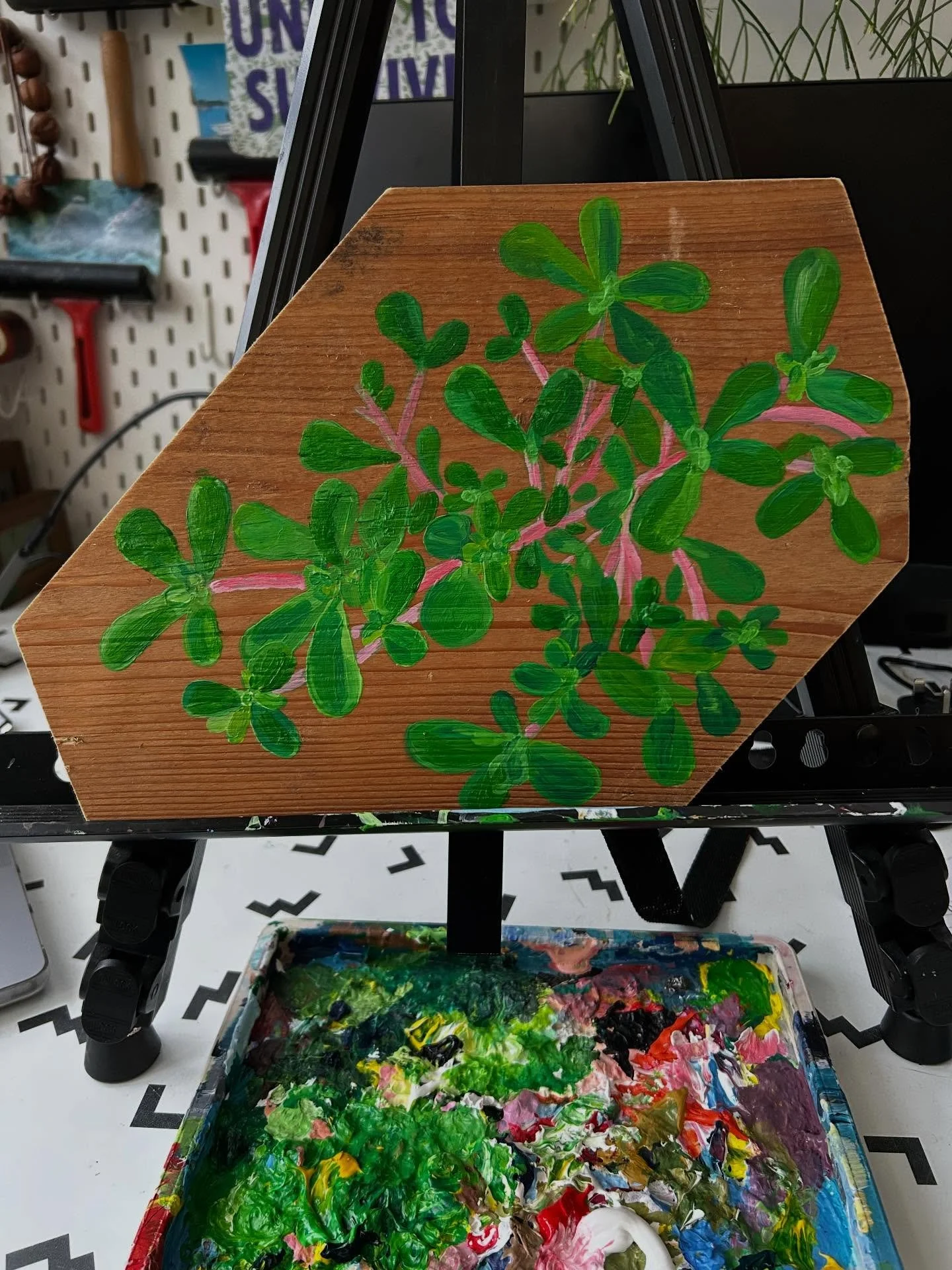 This little babe (Common Purslane) has travelled all the way to London to be in some Very talented company for the Friends of the Galleries exhibition @studio73art If you&rsquo;re kicking around the smoke go and take a look. #london #painting #reclai