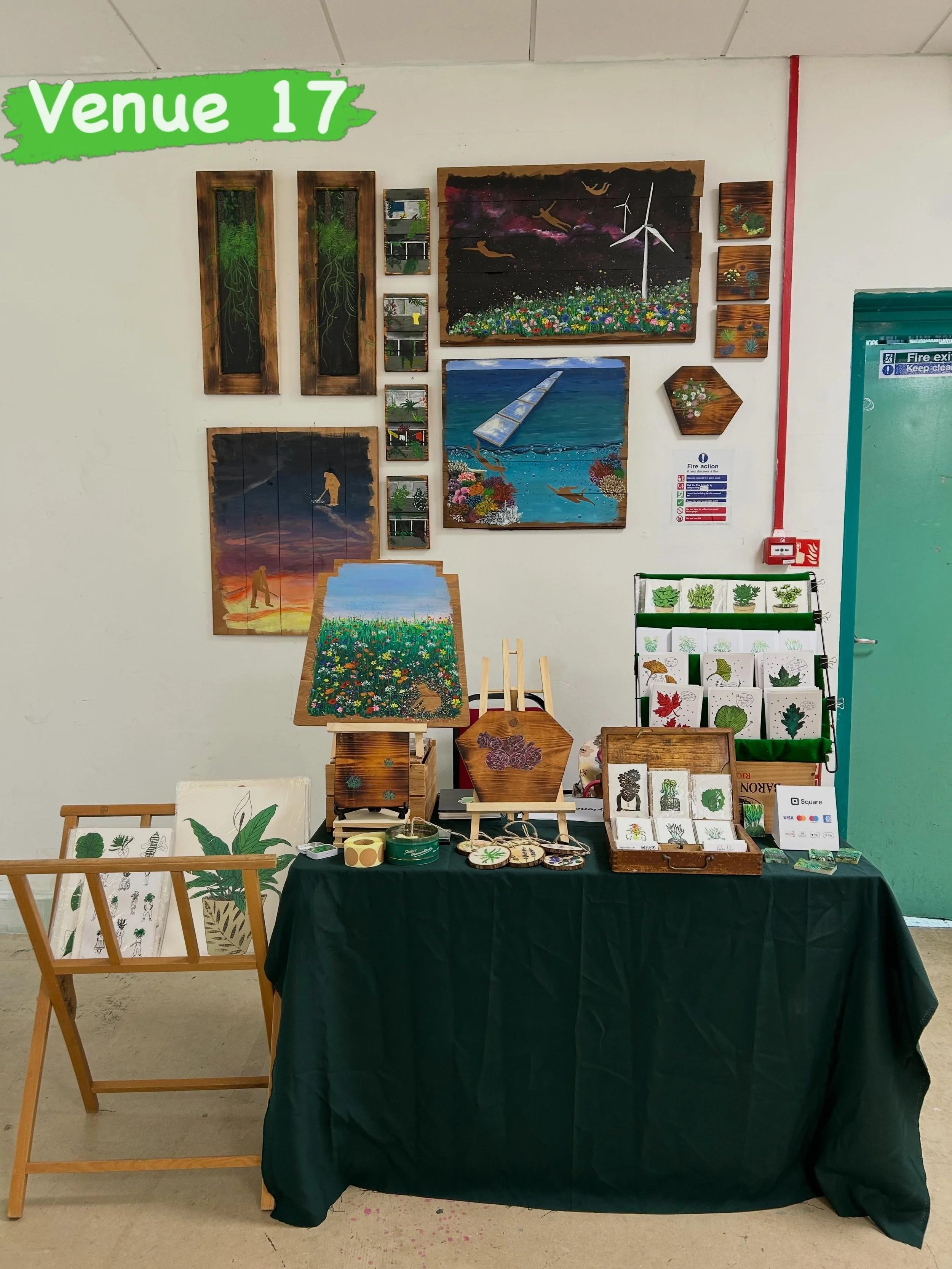All set up and ready to go for the @bs4artstrail tomorrow (11-6) and Sunday (11-4) @bricksbristol  who are having their open studios. So. Much. Good. Stuff. Get herself down here! Also I&rsquo;m right next to the fire exit in case you need a quick es