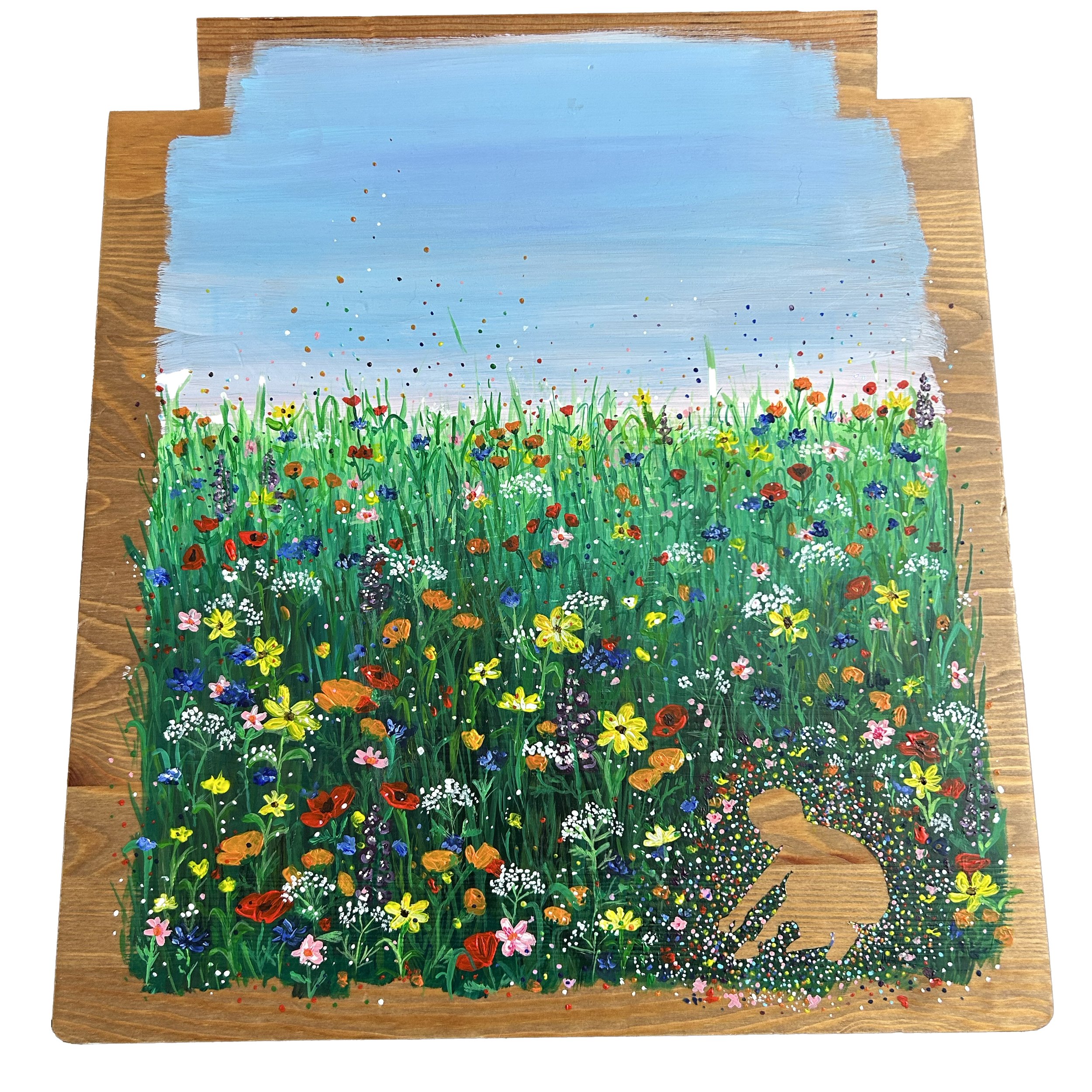 Sow - £100 acrylic on pine seat- 38cm x 41 cm