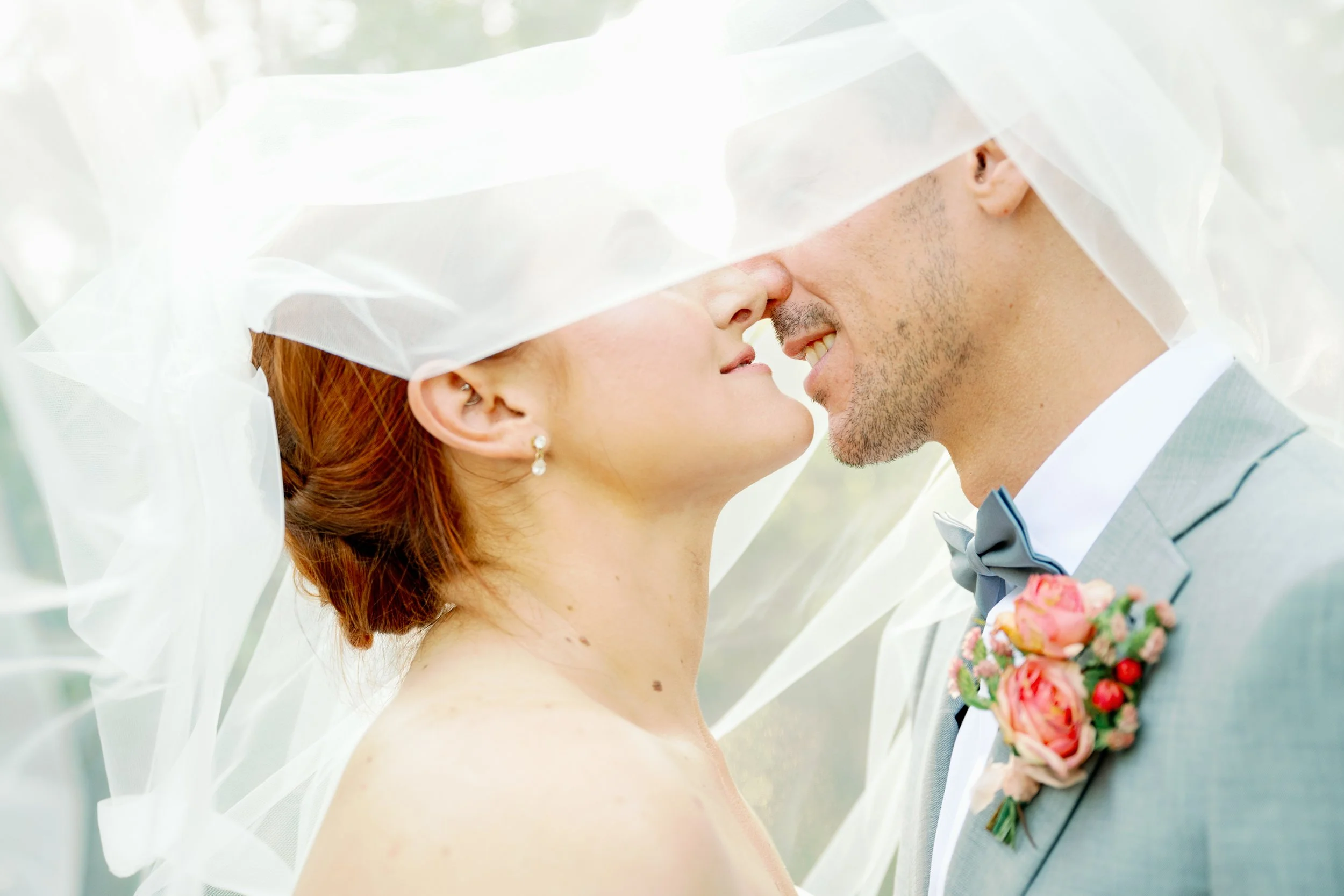 Romantic bride and groom portraits at a garden wedding in San Diego