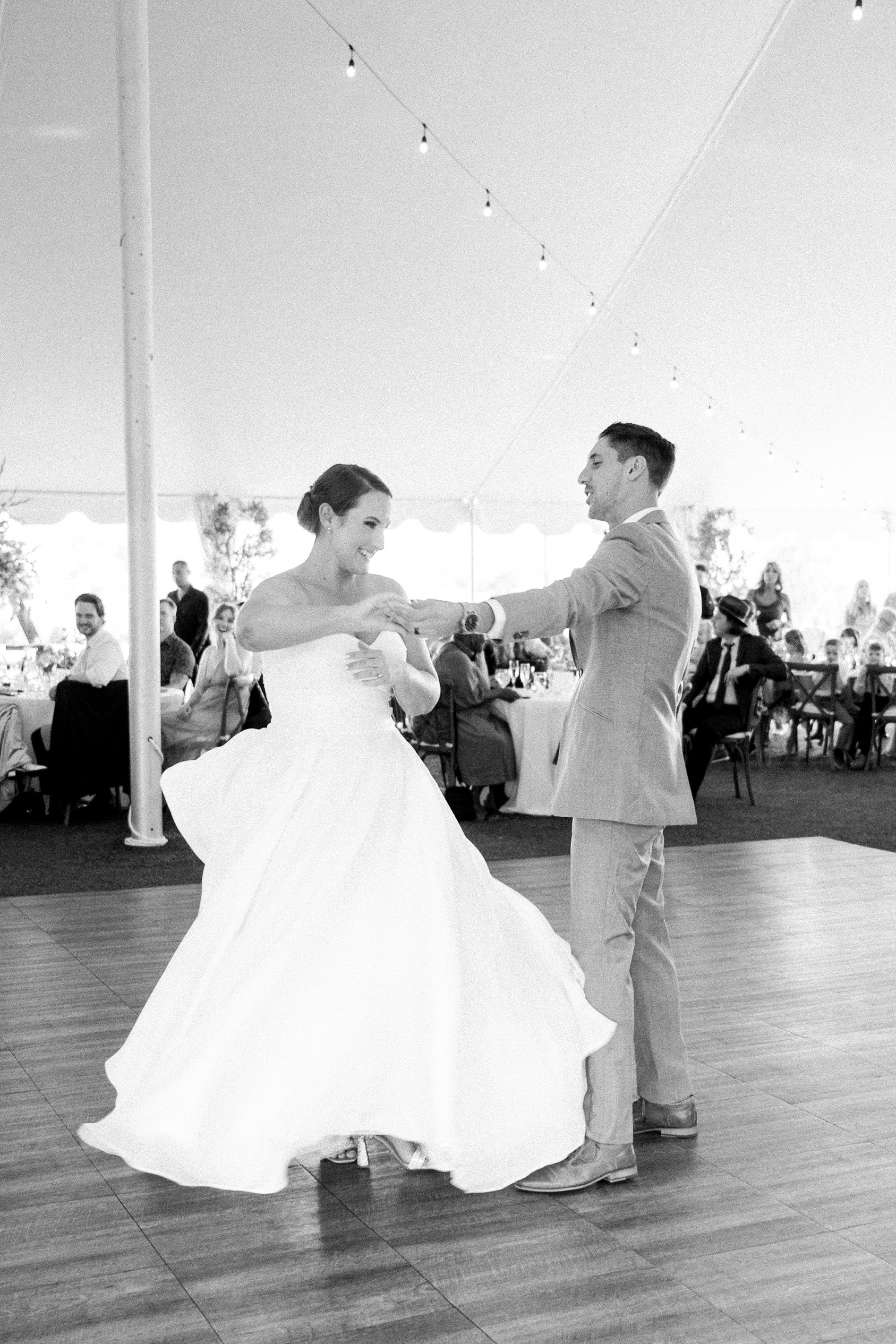 Bride and groom first dance moment with San Diego wedding photographer