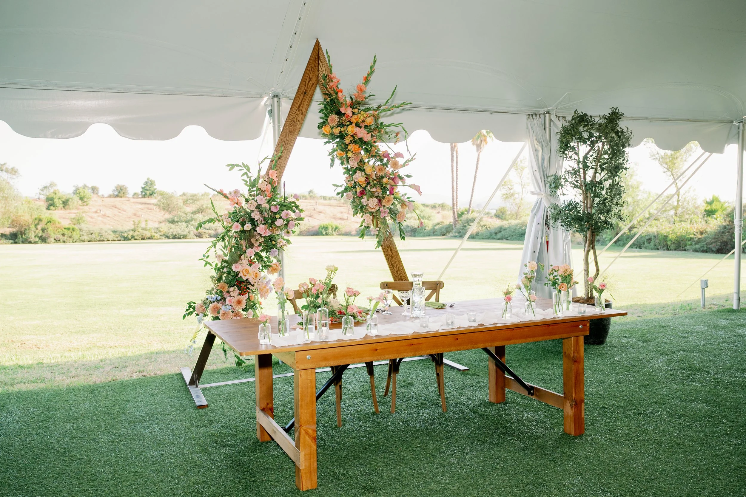 Elegant sweetheart table details at Ethereal Gardens in Escondido