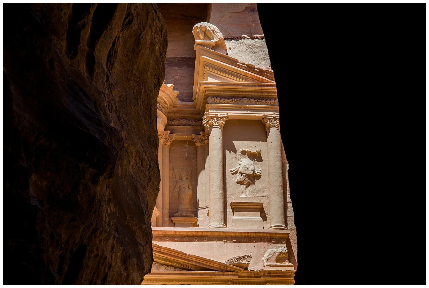 My first glimpse of the Treasury in Petra. Simply breath taking. 