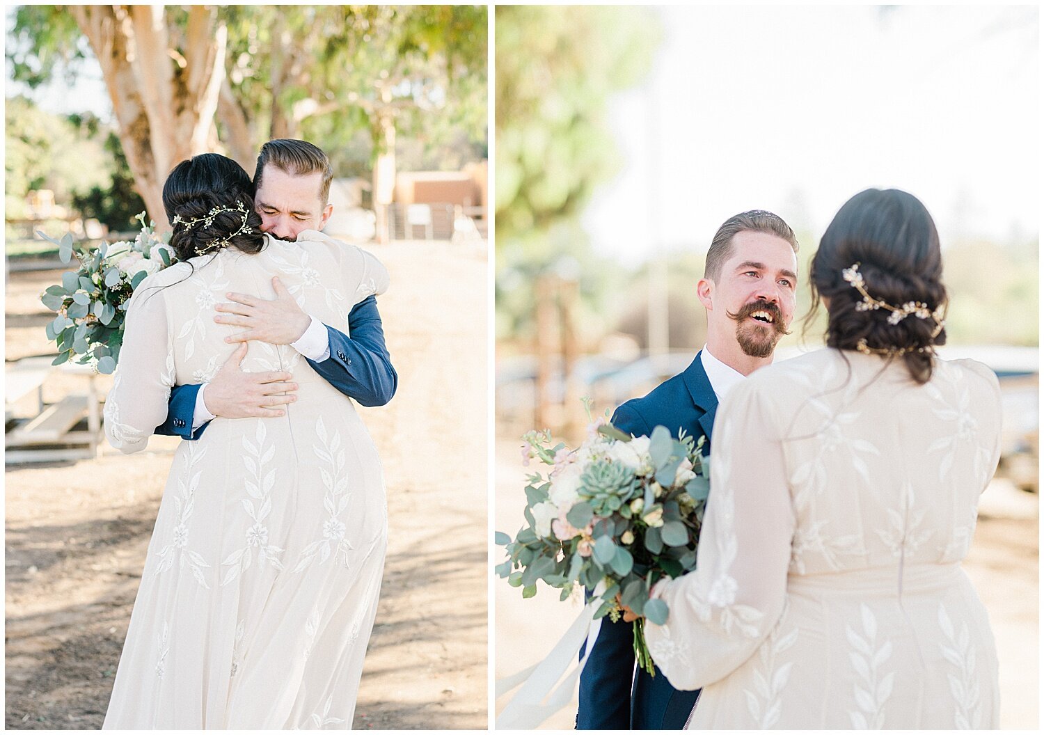  wedding day at sweetwater farms, bonita wedding, outdoor barn wedding, san diego wedding photographers, romantic rustic wedding, back patio event design, bride and groom first look 