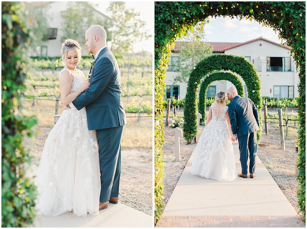  Ponte Winery wedding, romantic Temecula winery wedding, Temecula wine country wedding, Temecula wedding photographers, southern California wedding photographers, Ponte winery wedding photography, bride and groom photos at sunset in vineyard at Ponte