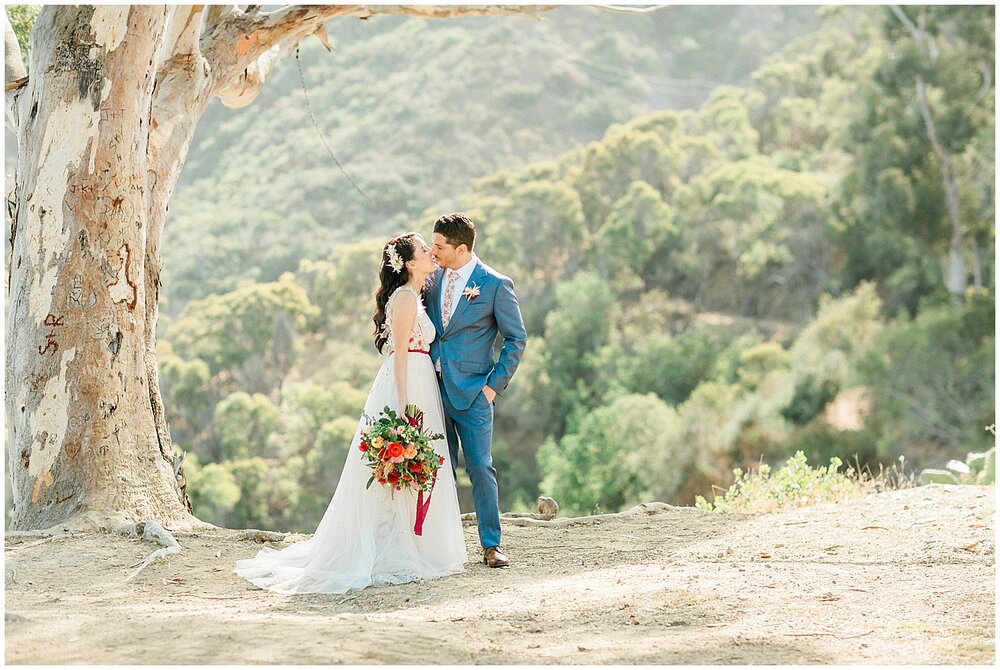  Outdoor wedding on Catalina Island, micro wedding, bride and groom portraits, light and airy photographer in San Diego, destination wedding photographers 