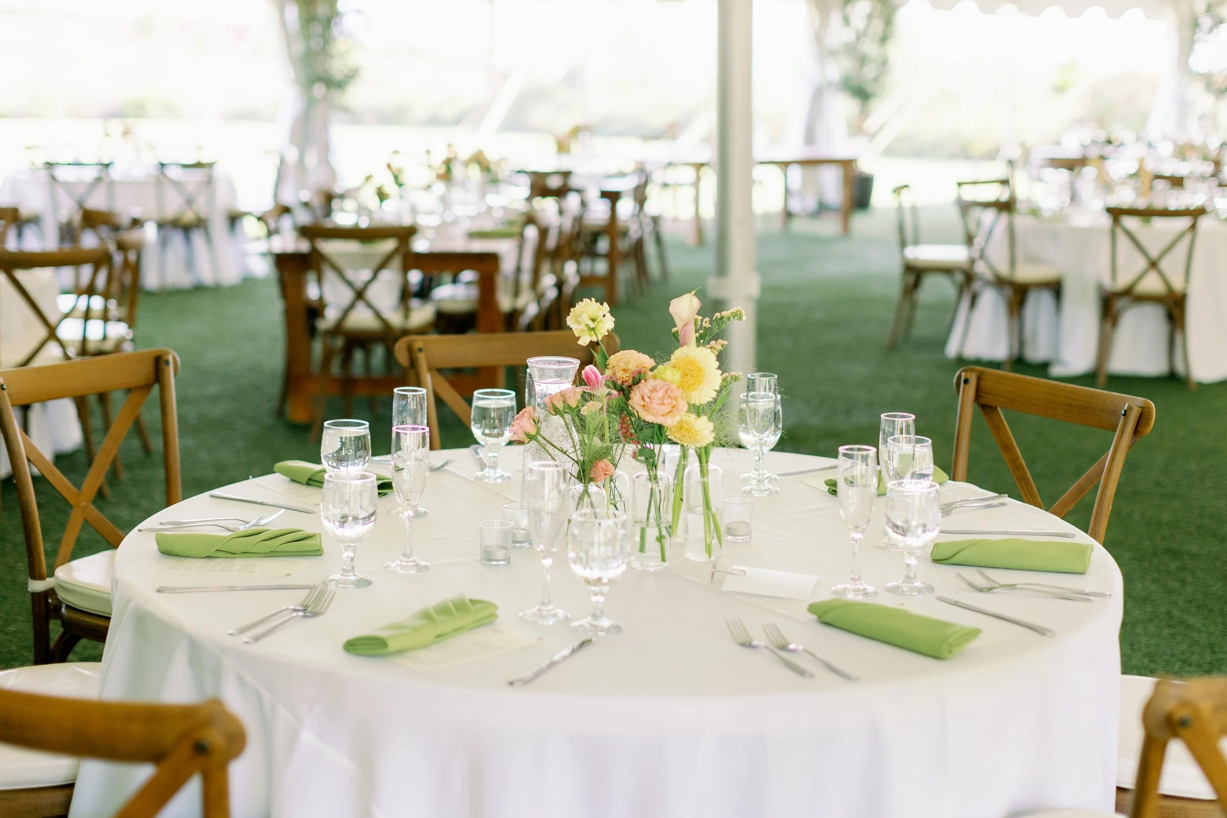 Wedding table design at an outdoor garden venue in San Diego