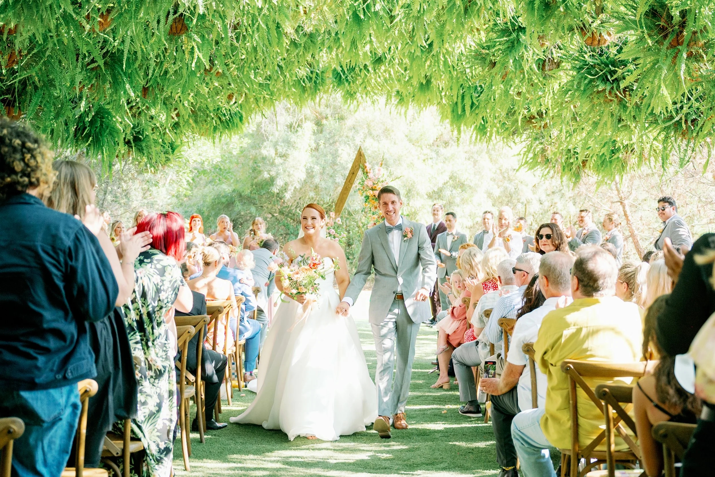Just married moment at a San Diego garden wedding