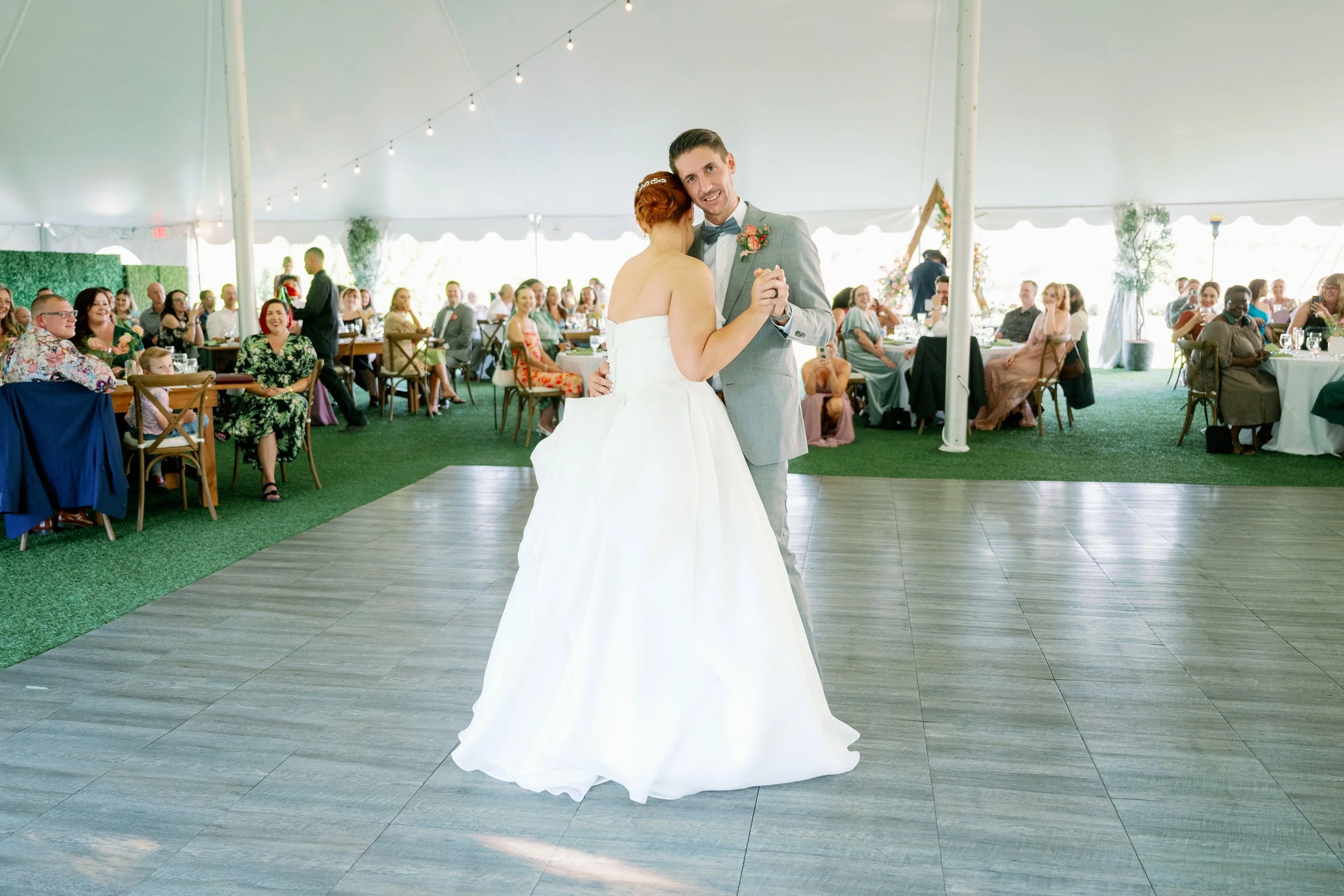 Bride and groom first dance moment at a San Diego reception