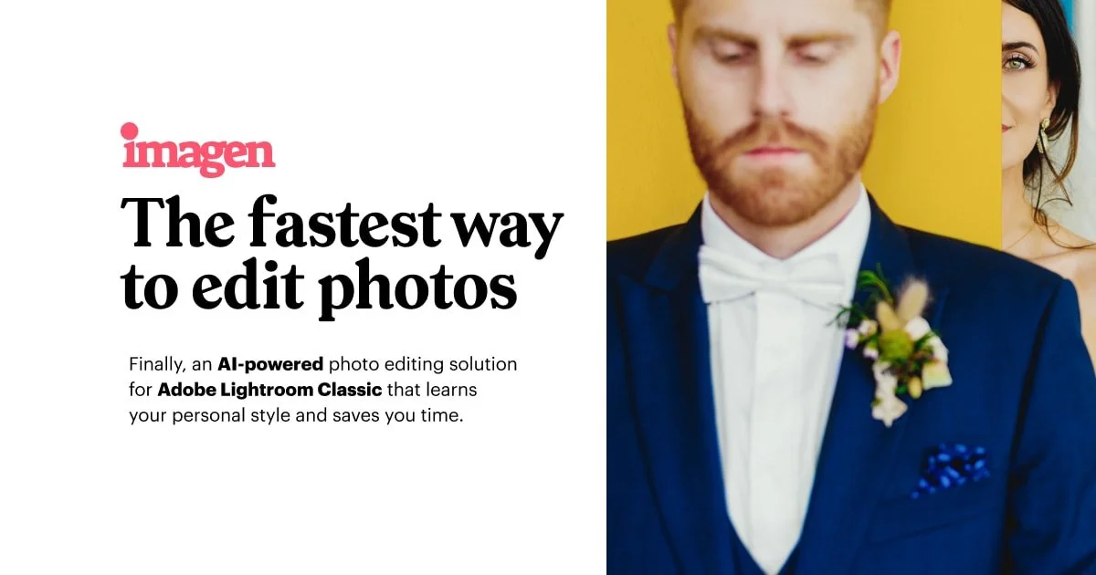 Imagen AI homepage header saying the fastest way to edit photos
