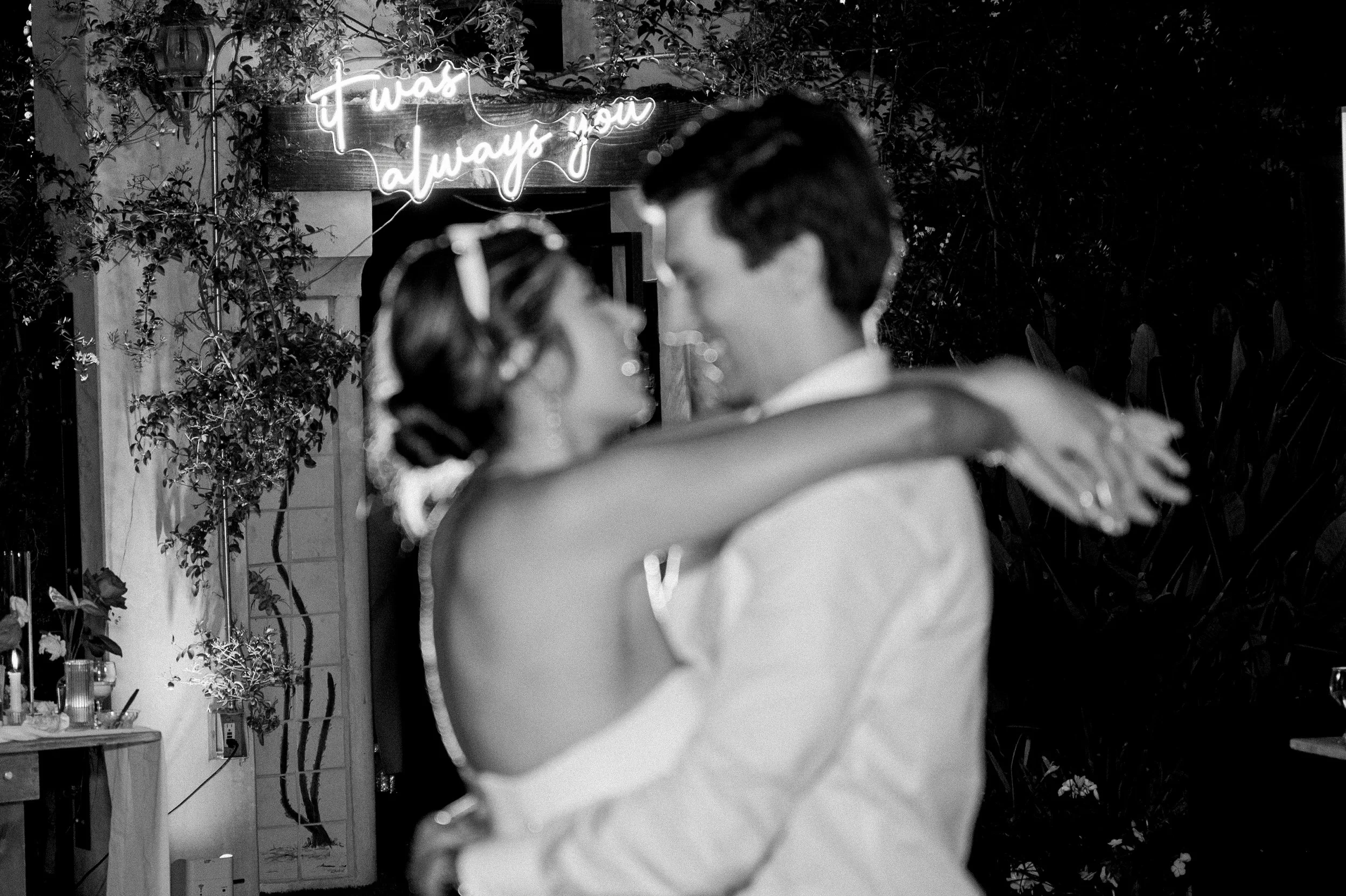 Bride and groom sharing a private last dance at Tivoli Italian Villa in Escondido, California