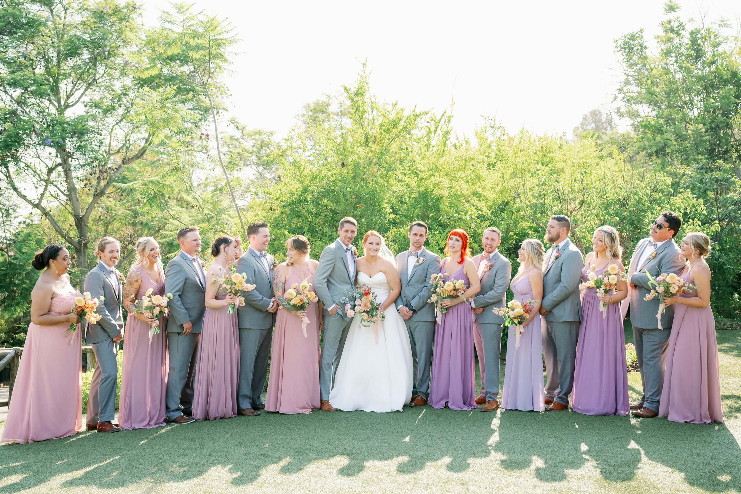 Wedding party group portrait at Ethereal Gardens in Escondido California