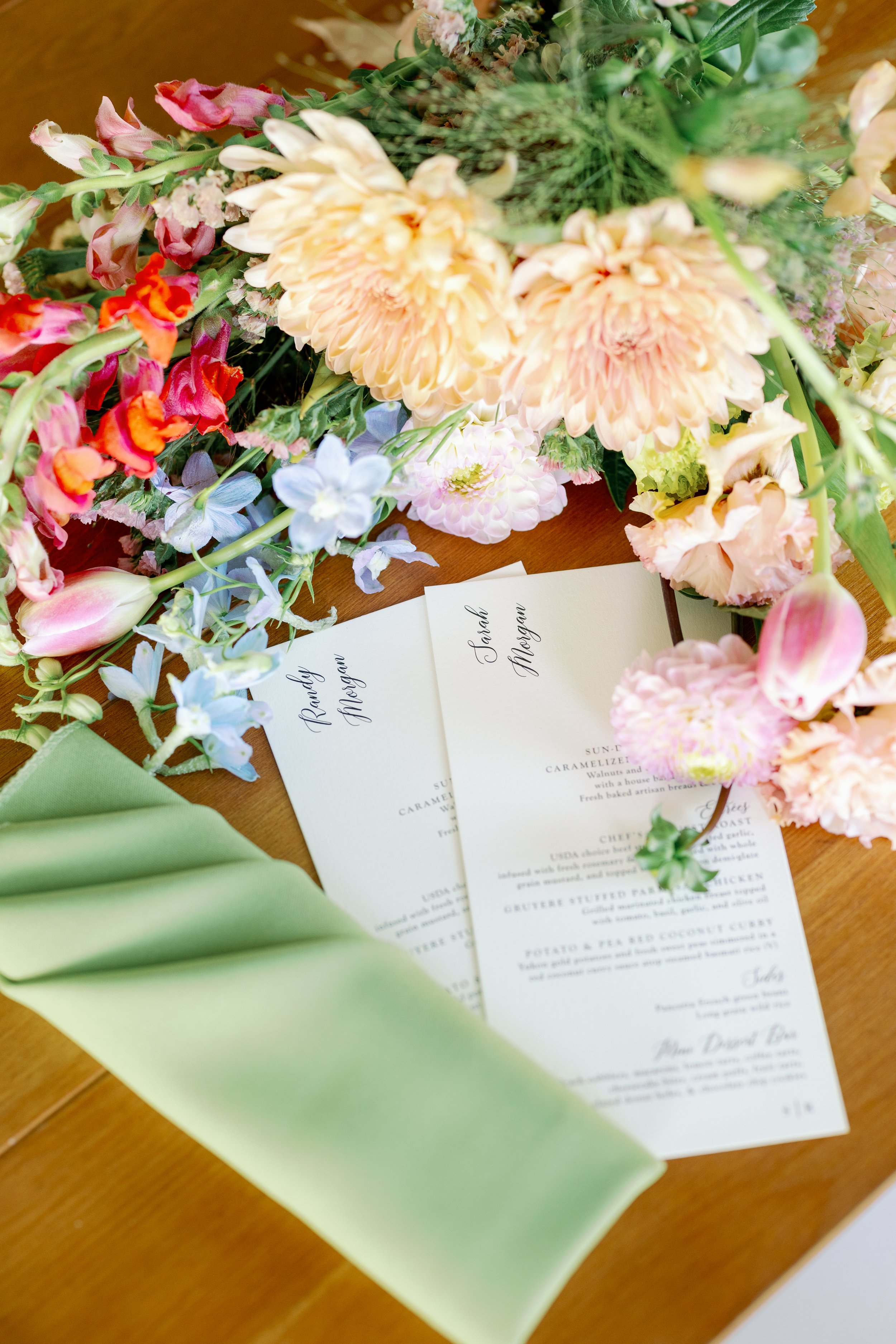 Styled reception details at Ethereal Gardens wedding venue