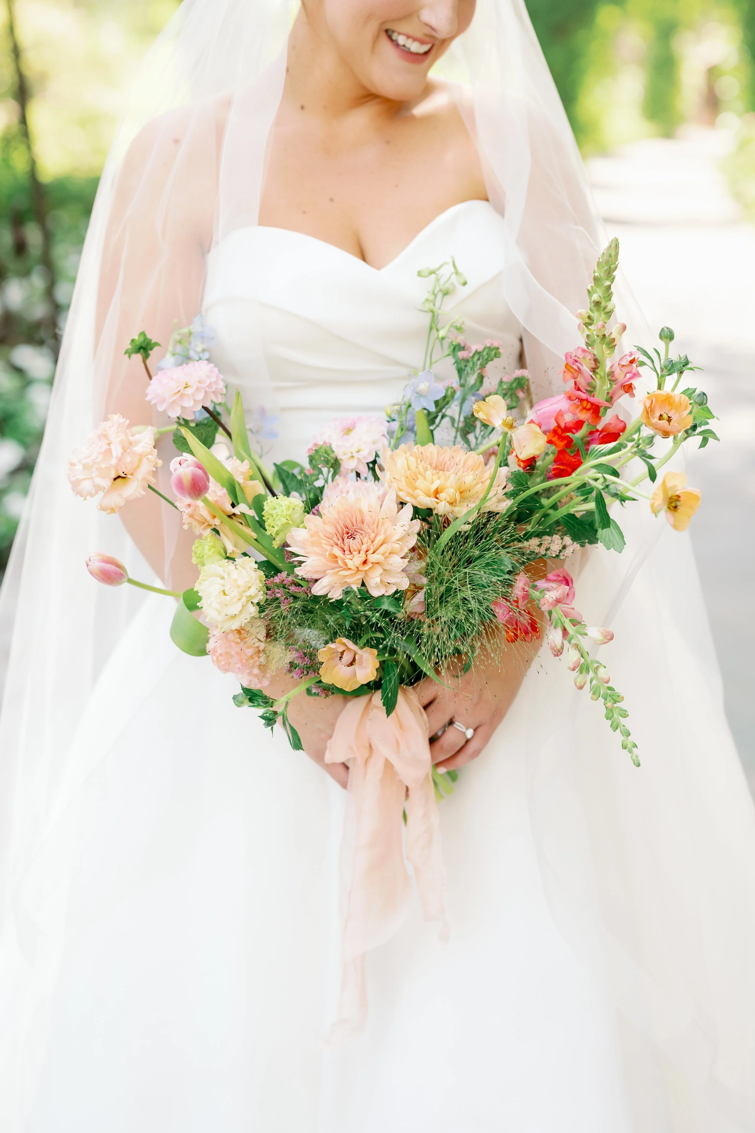 floral bridal bouquet at a garden wedding in San Diego