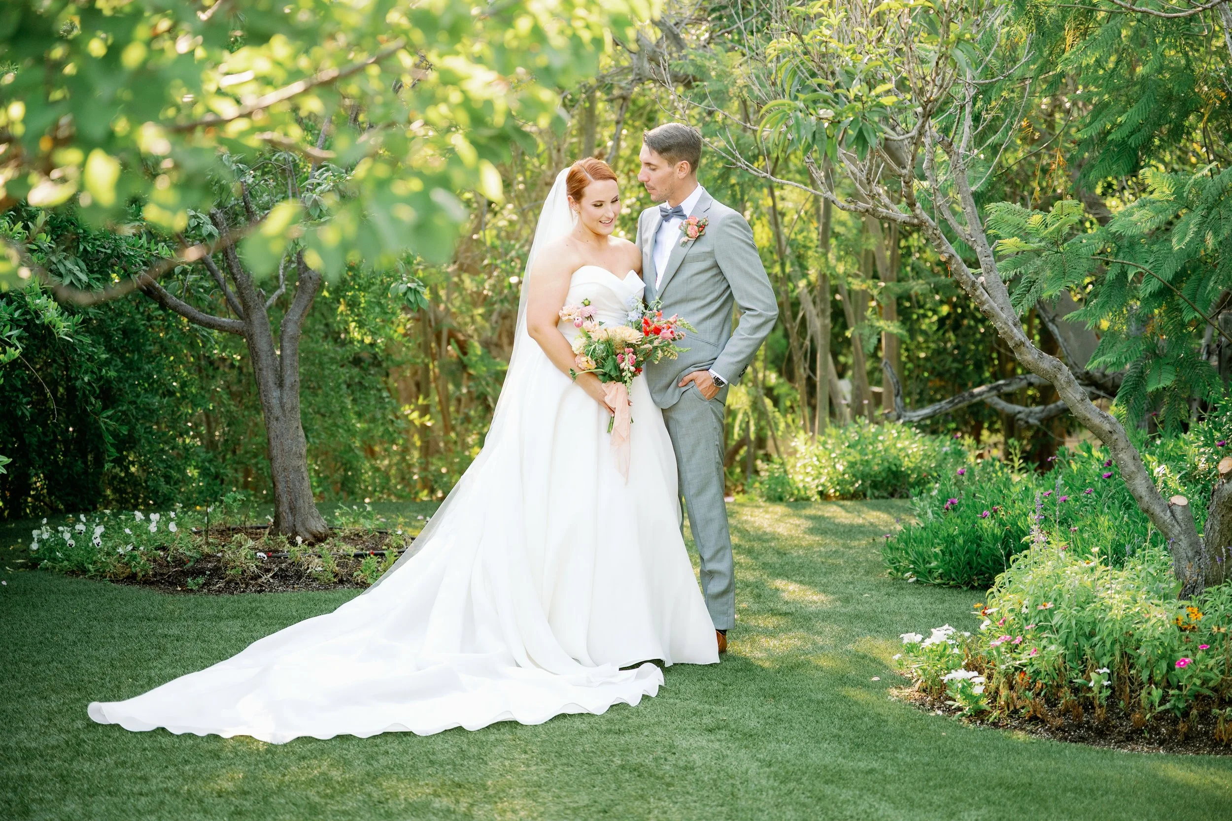 Romantic bride and groom portraits at a garden wedding in San Diego