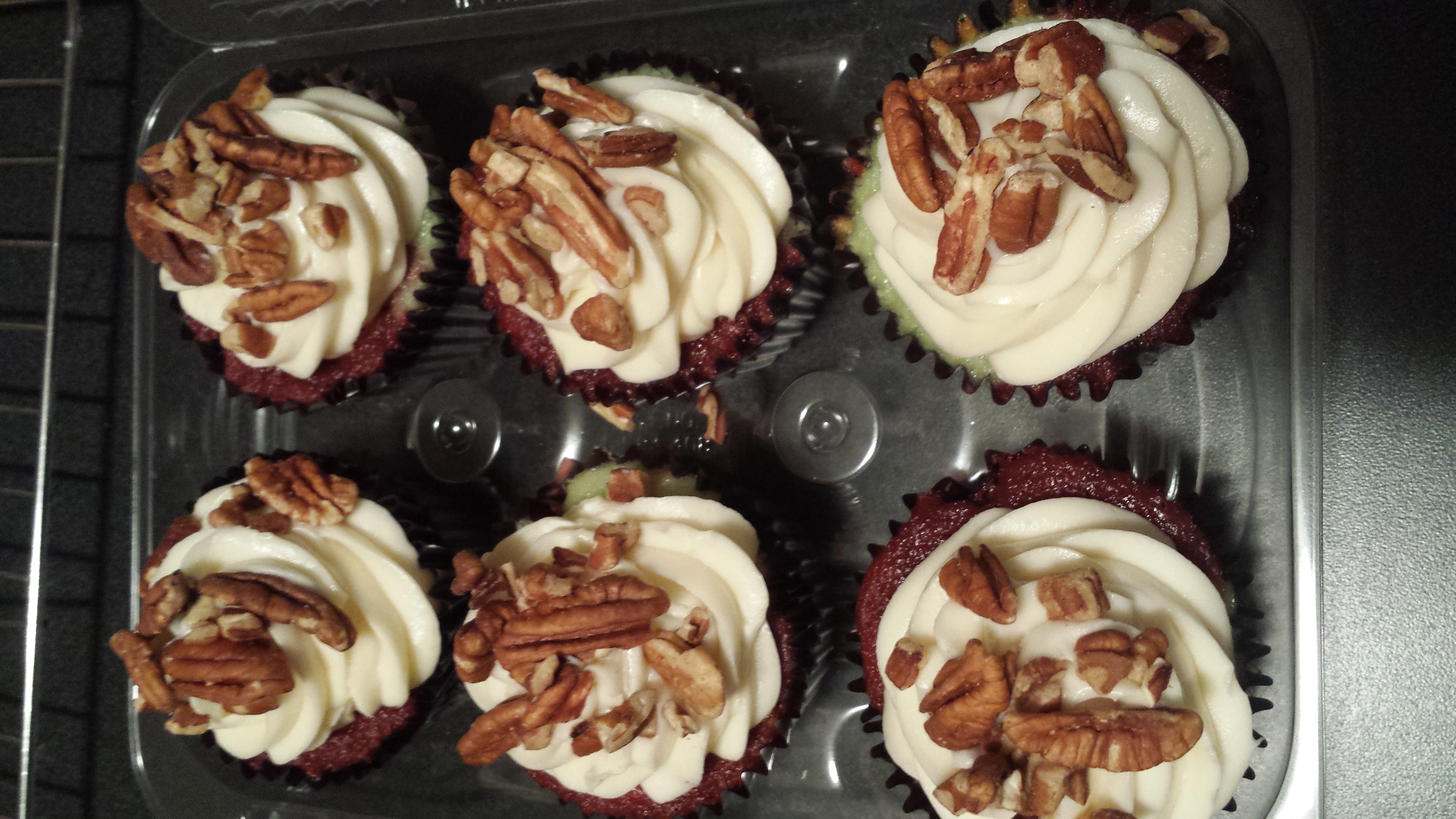 Red Velvet/Key Lime Cupcakes with Pecans