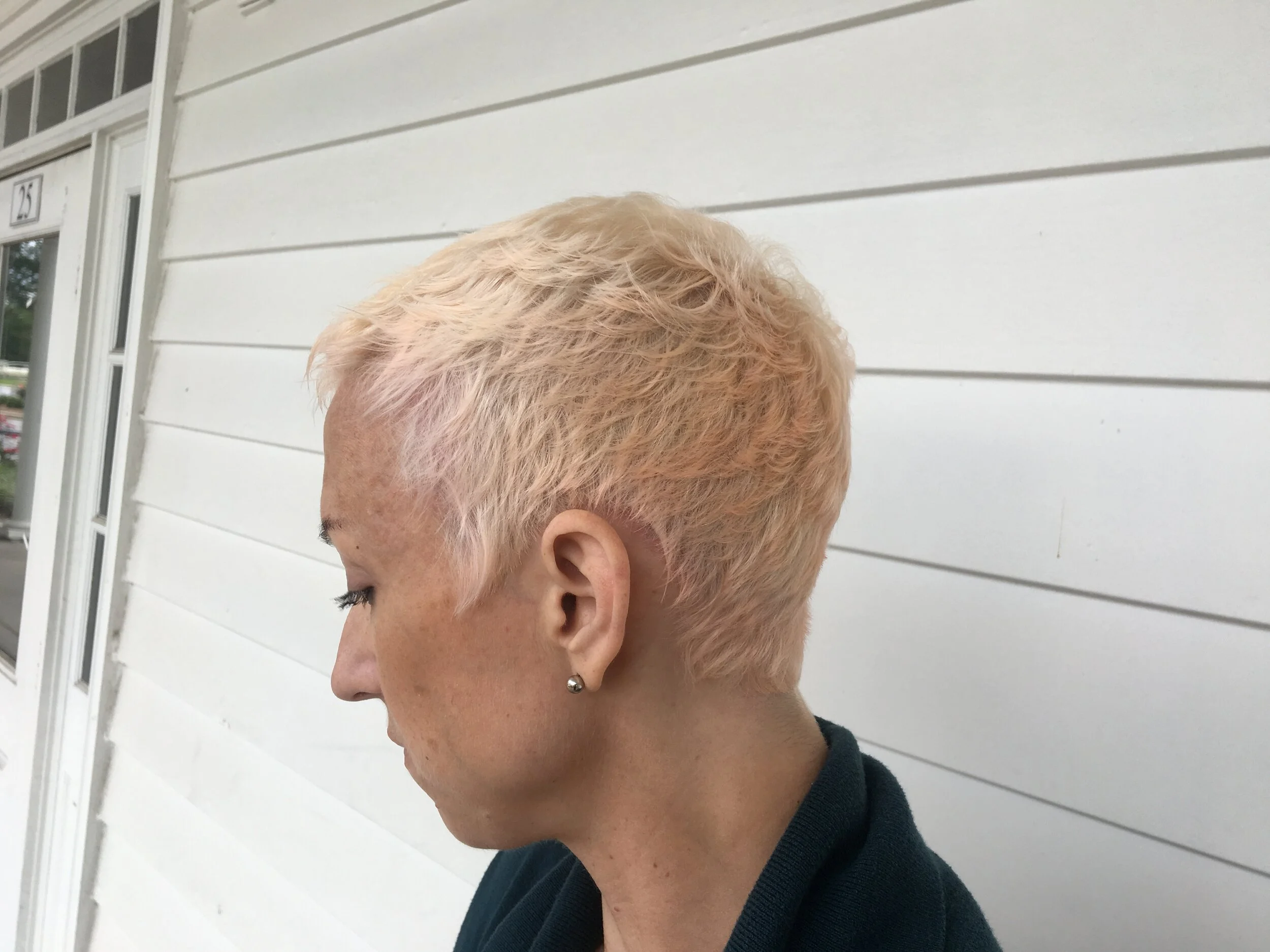 Short pixie with pink