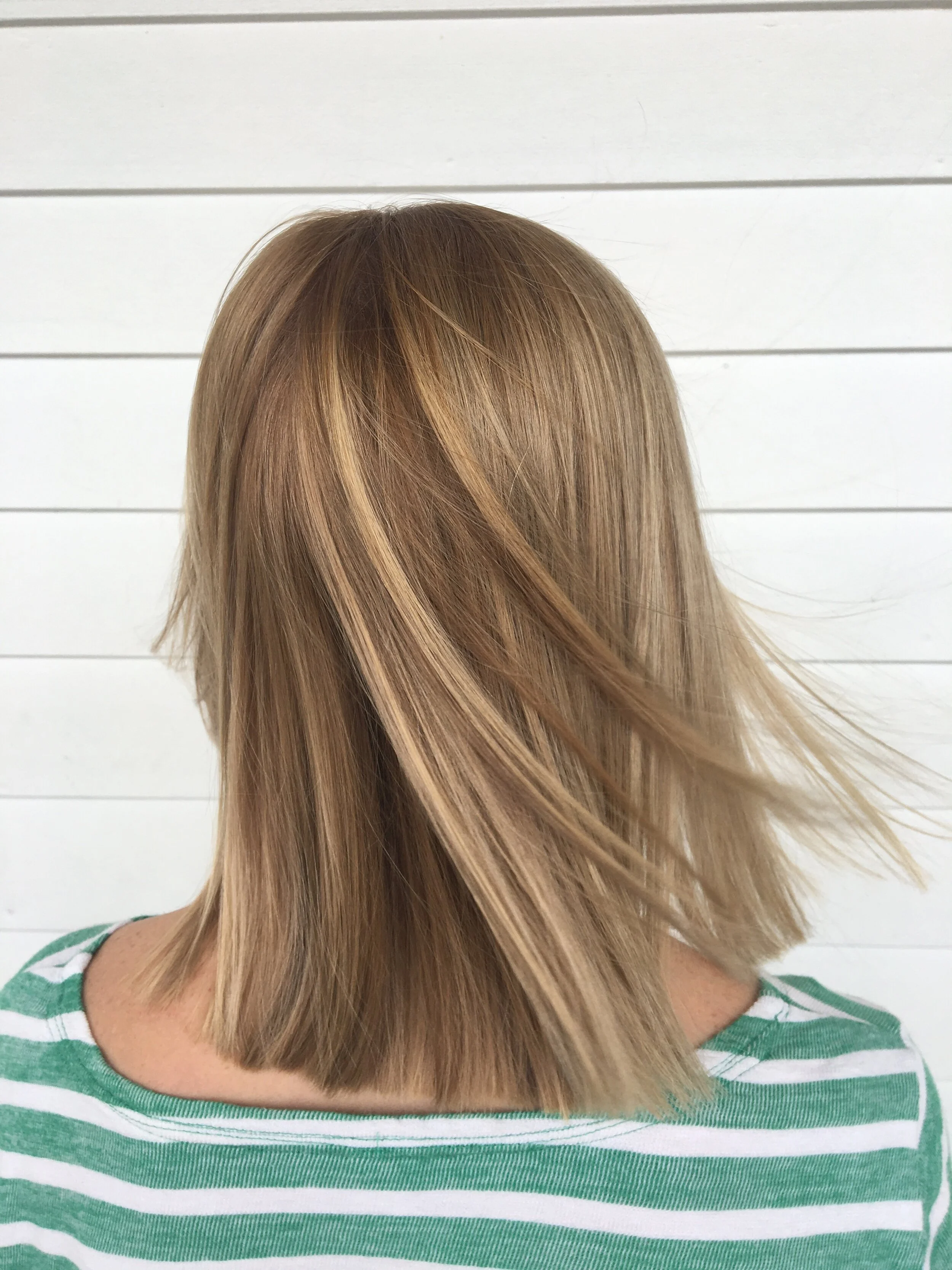  Shoulder length single process color with low lights 