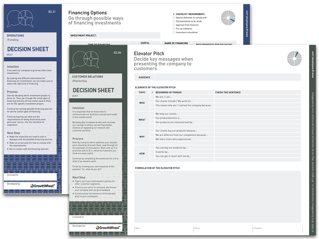 Decision Sheets Make decisions
