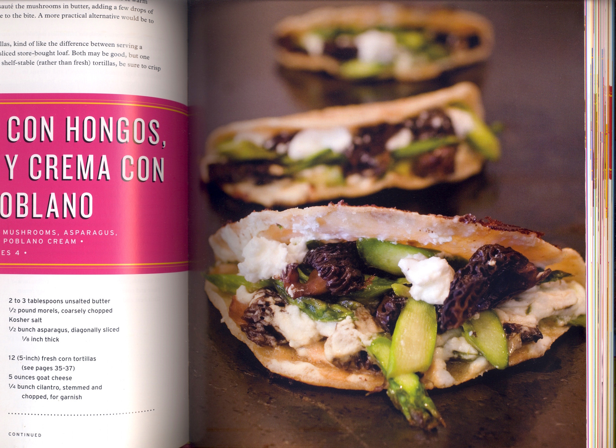 fig. b: Doña Tomas's quesadillas con hongos y asparagos