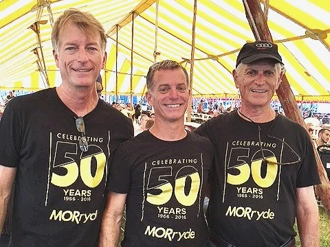 Current Owners, Bob Moore, Jr. and Rodney Moore, with father and company founder, Bob Moore, Sr., at MORryde’s 50th Year Celebration at the Elkhart County Fair in 2016.