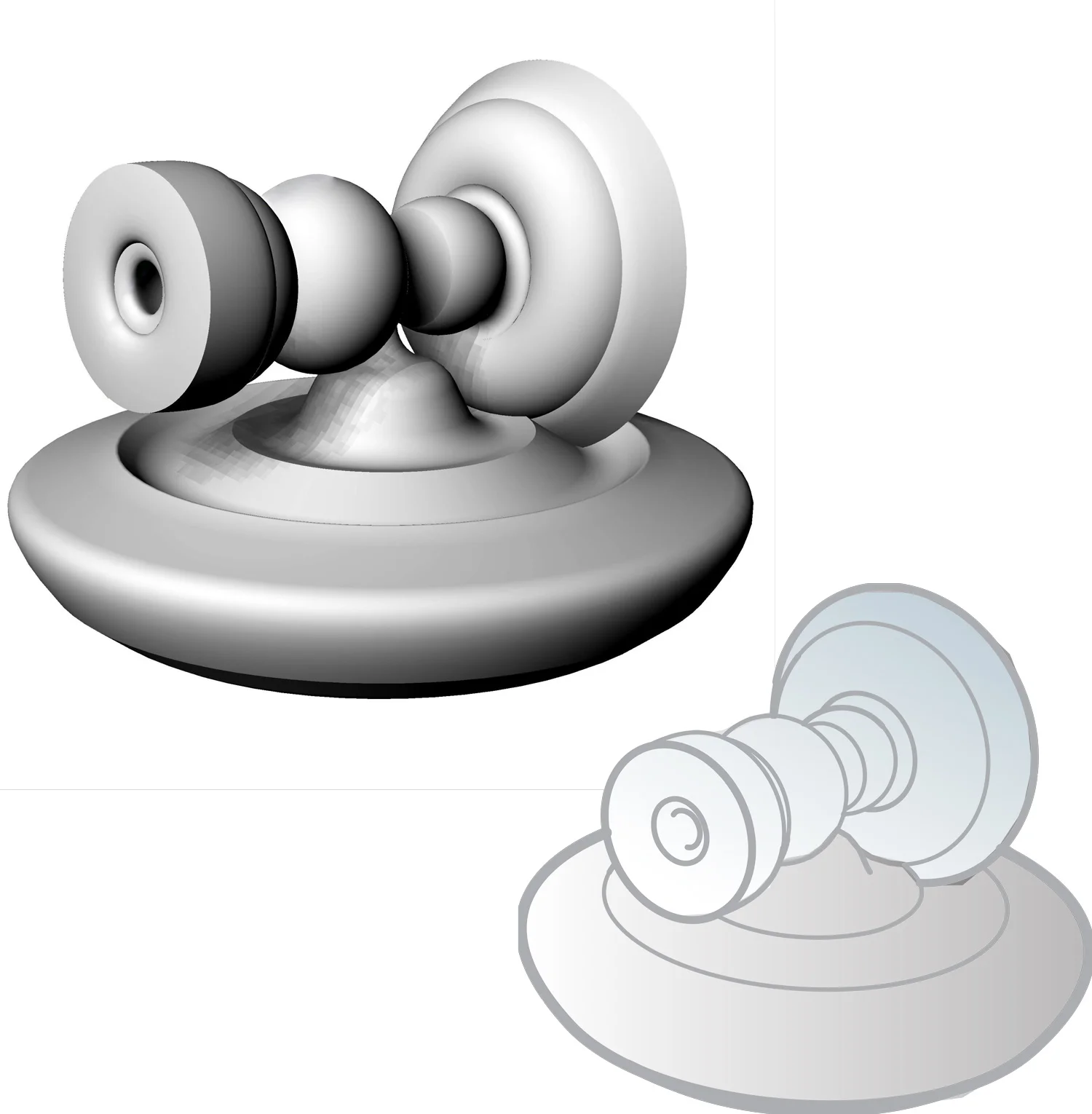 Warped model of child's toy.