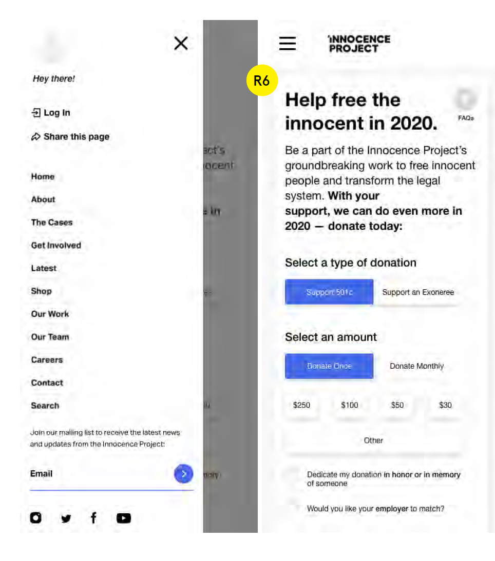 Figure 9a. Recommendation for the Innocence Donate page on a mobile browser