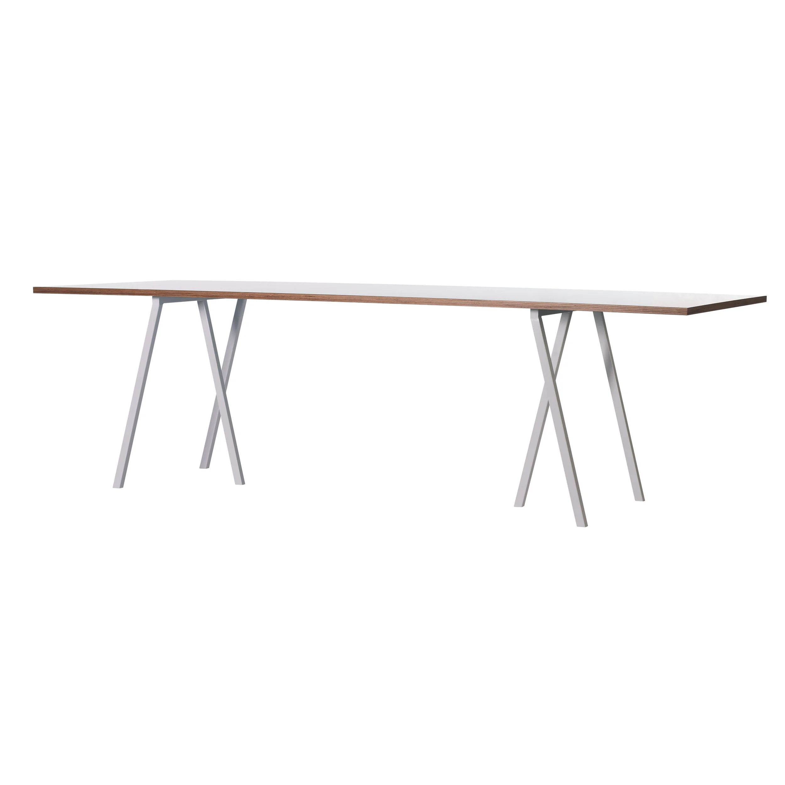 Loop Stand table HAY/Leif Joergensen Bordsskiva i vit eller svart laminat, stativ i pulverlackad aluminium. L: 160, D: 77,5, H 74 cm. Lagerstatus: I lager.