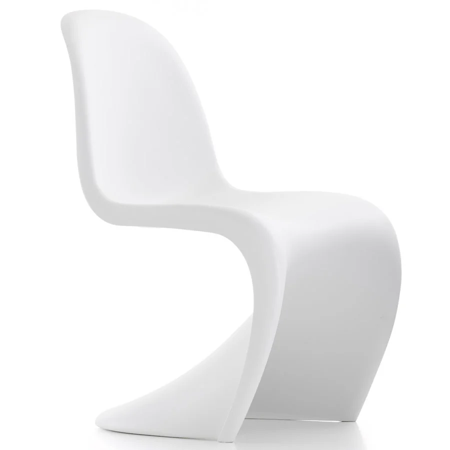 Panton Chair/Vitra Verner Panton Genomfärgad propylene, vita med matt yta. H: 83/41 cm B:50 cm D: 61 cm Lagerstatus: I lager.