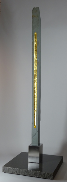Gnomen 1 Slate, 24K Gold, Stainless Steel, Granite 127" x 36" x 36" 2014 $18,500