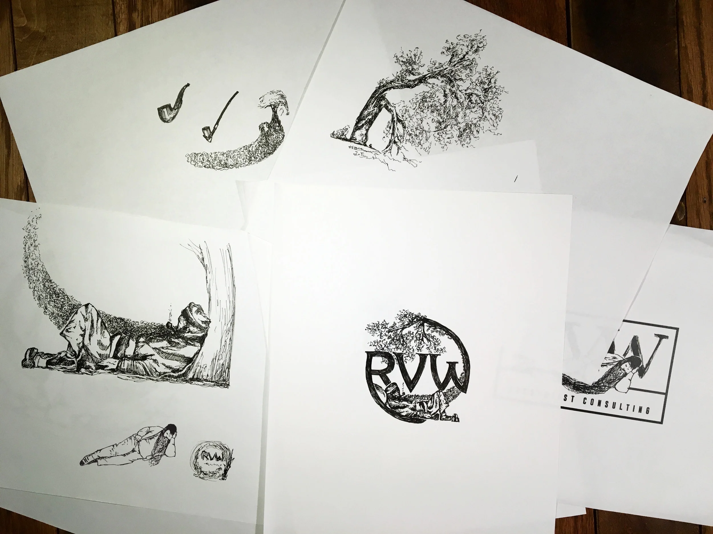 RVW illustrated logo design and identity by jordan fretz