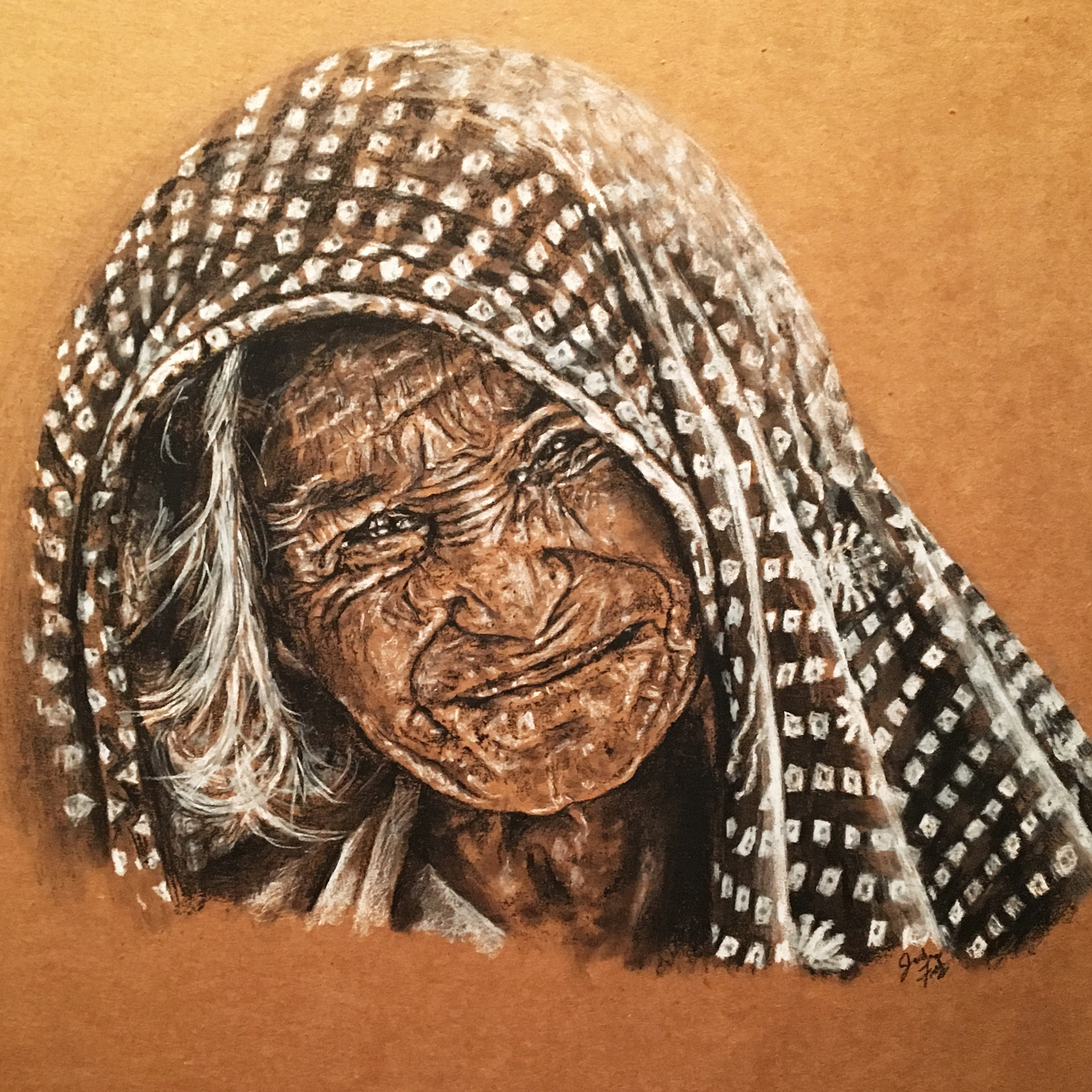 Cardboard Art, Charcoal Portrait Drawing