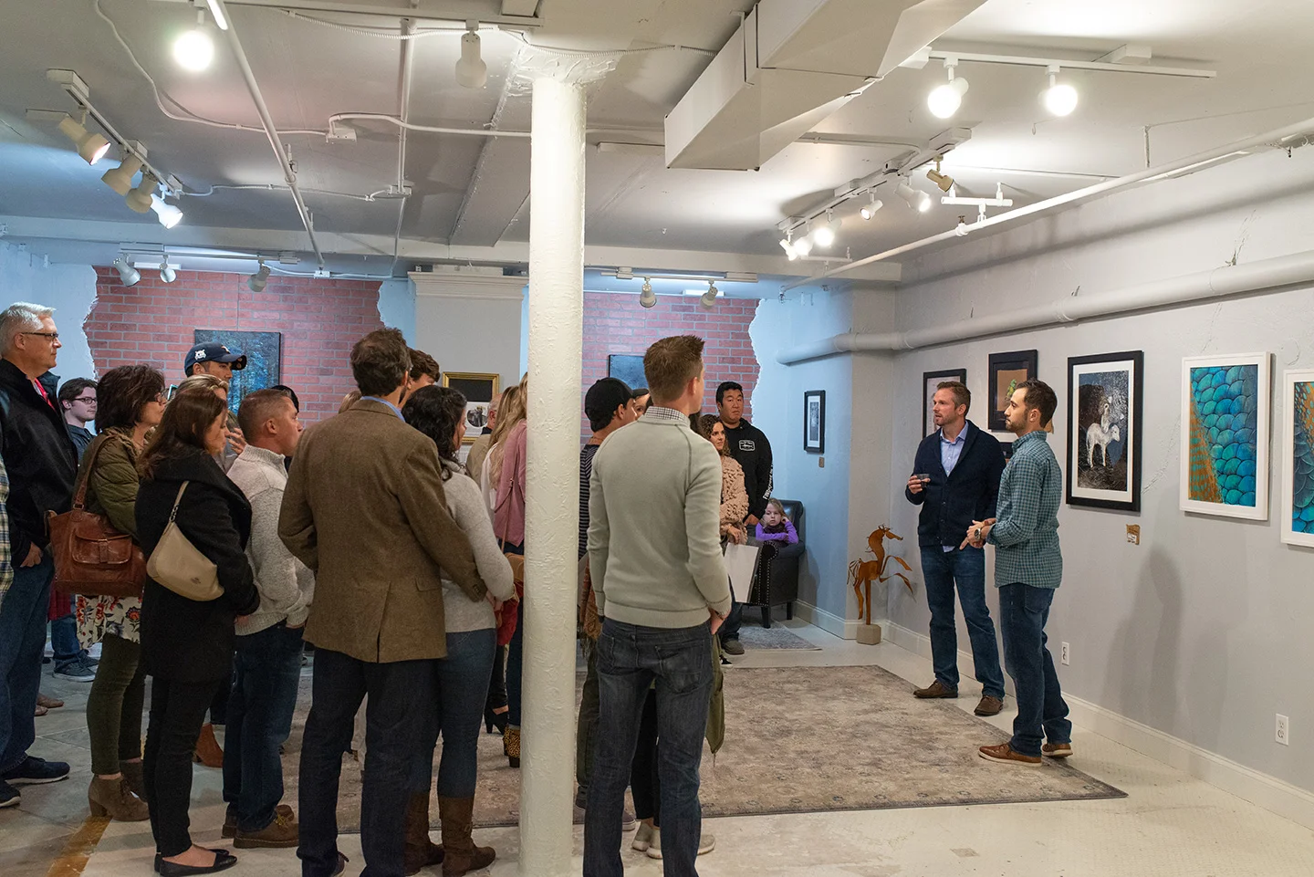Talking inspiration for pieces in the show and some info on the gallery. Sawyer even picked out a name out of the box for someone to win a small original!