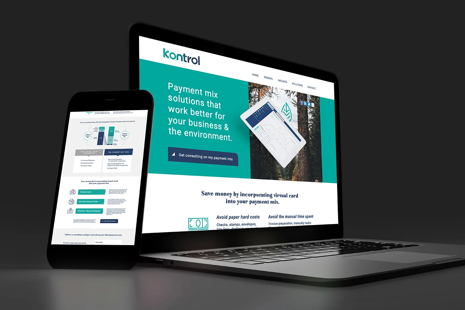 Mock up of devices on a dark background - 3d rendering