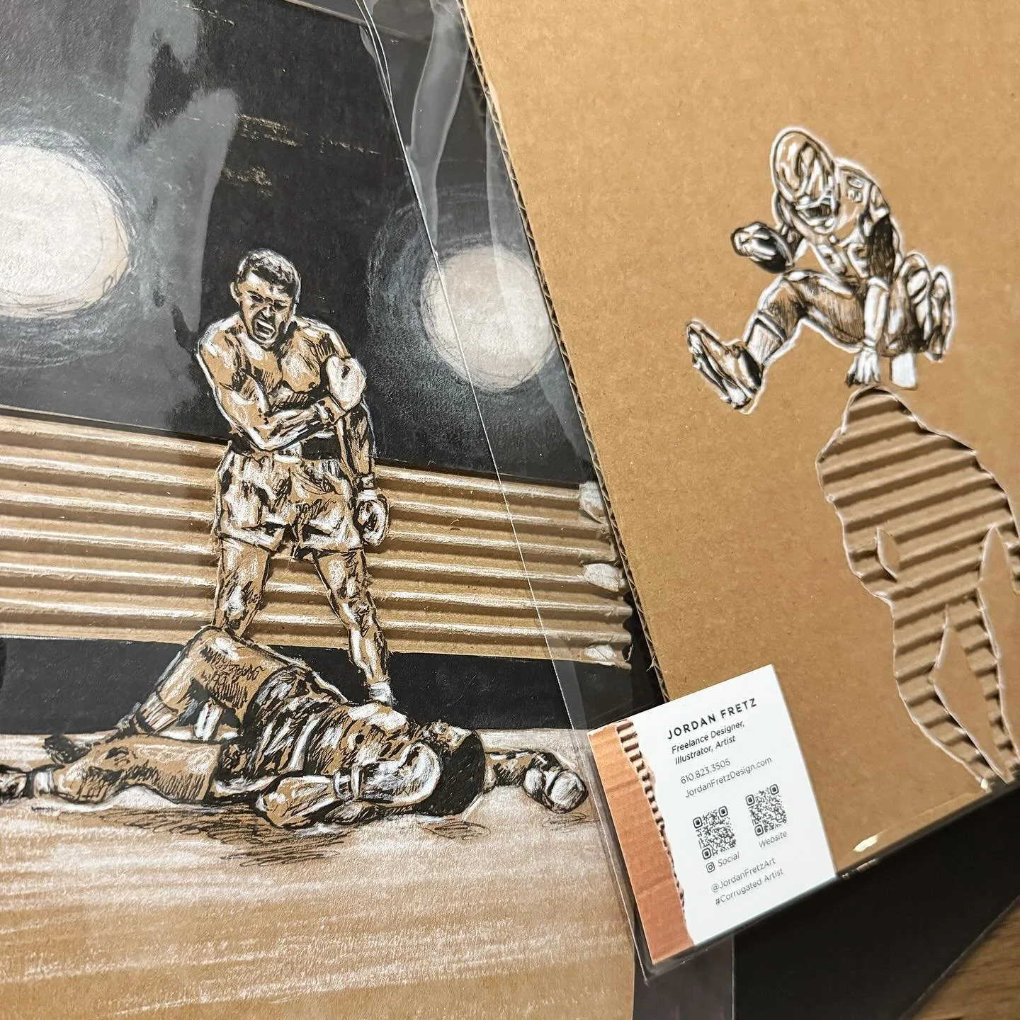 A couple more inktober corrugated doodles going out. If you see any you liked, they are available for purchase, just let me know if there were any from the &ldquo;All Cardboard Art&rdquo; link in bio and I&rsquo;ll let you know if still available. Un