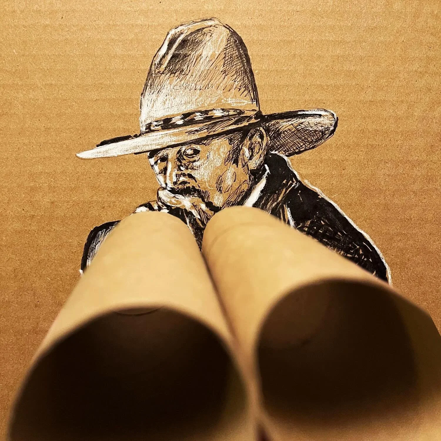 Just a little over a month away from staring down the barrel of @inktober 

#corrugatedartist #Inktober #Inktober2026 #InkDrawing #PenAndInk #InkArt #CardboardArt #RecycledArt #ContemporaryDrawing #ArtistFeature #ArtFeatures