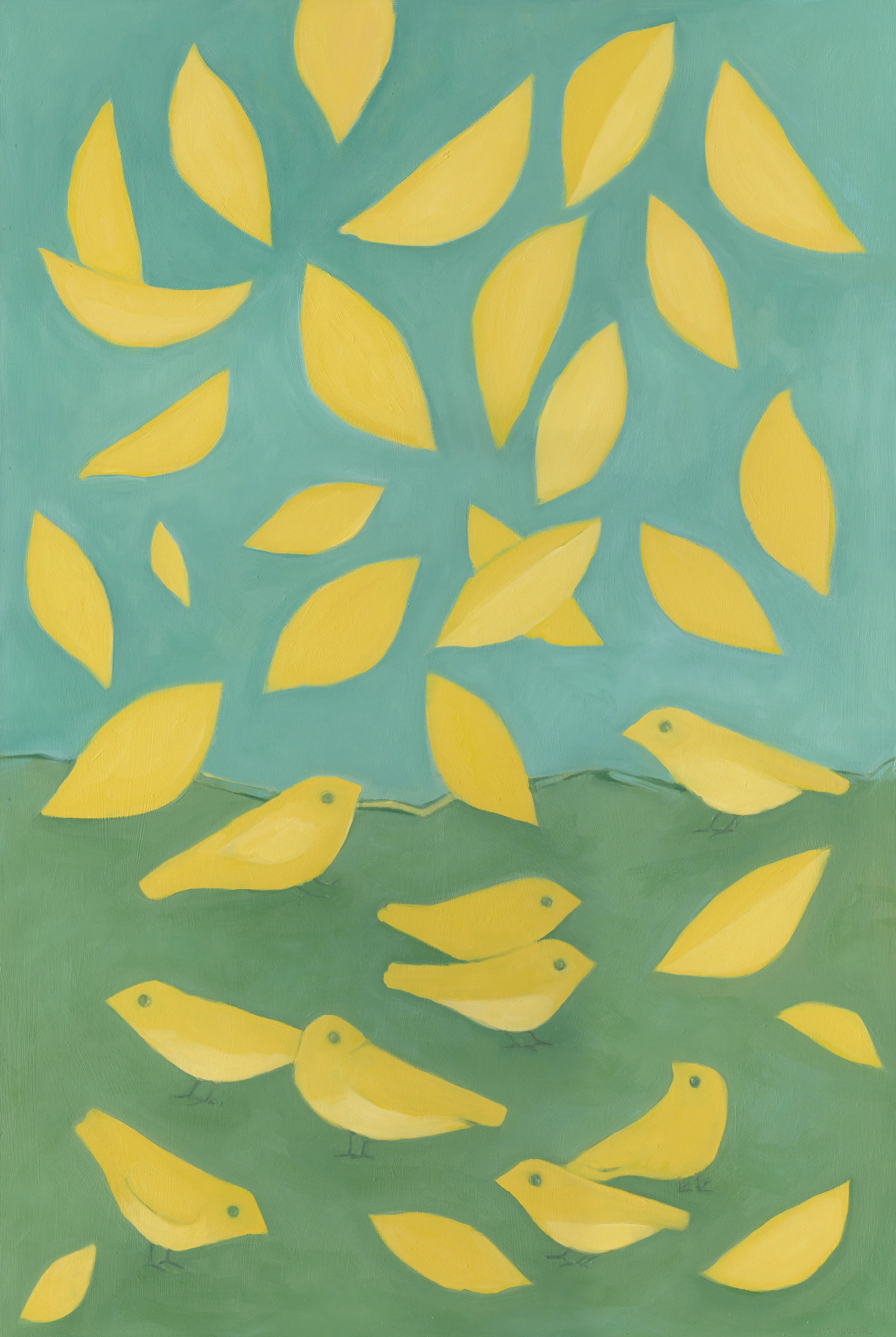 Yellow Birds & Leaves