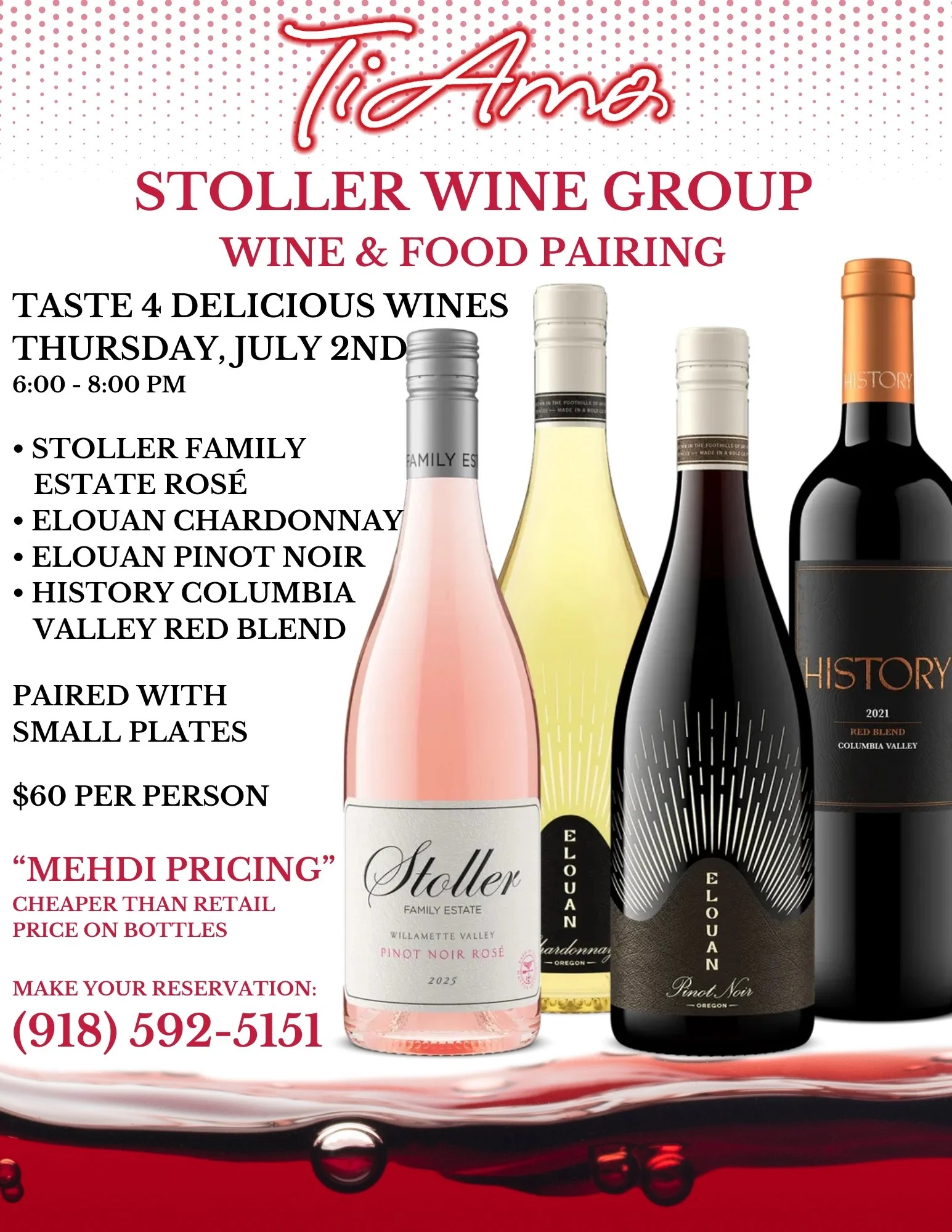 Stoller Wine Group &amp; Food Pairing at Ti Amo Downtown